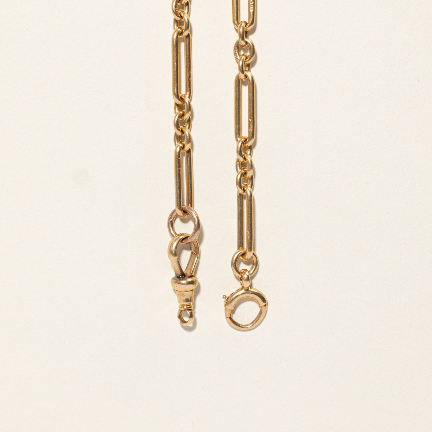 18k Dog Clip Trombone Link Watch Chain | 15.75"