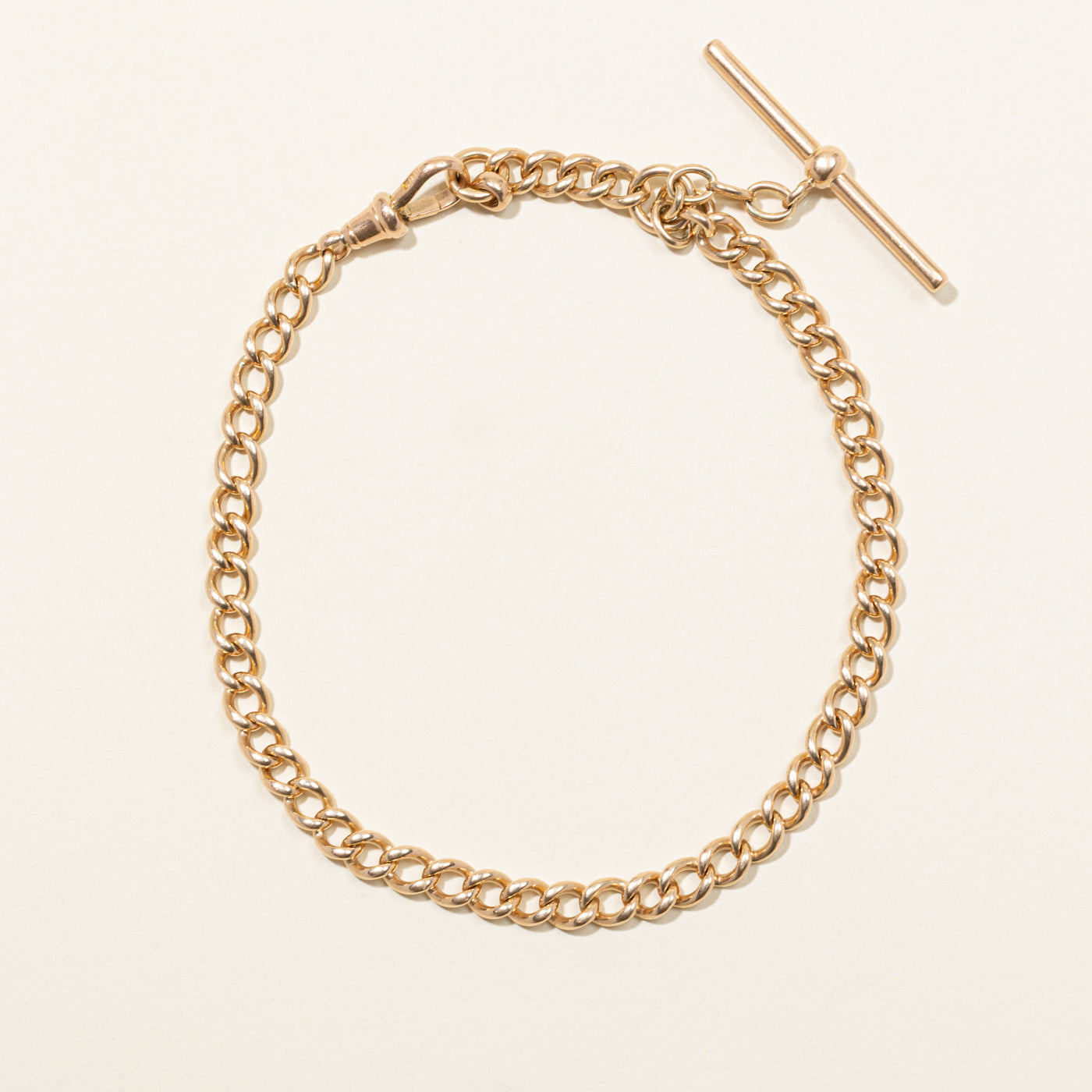 9k Rose Gold Curb Link Watch Chain | 10.5"