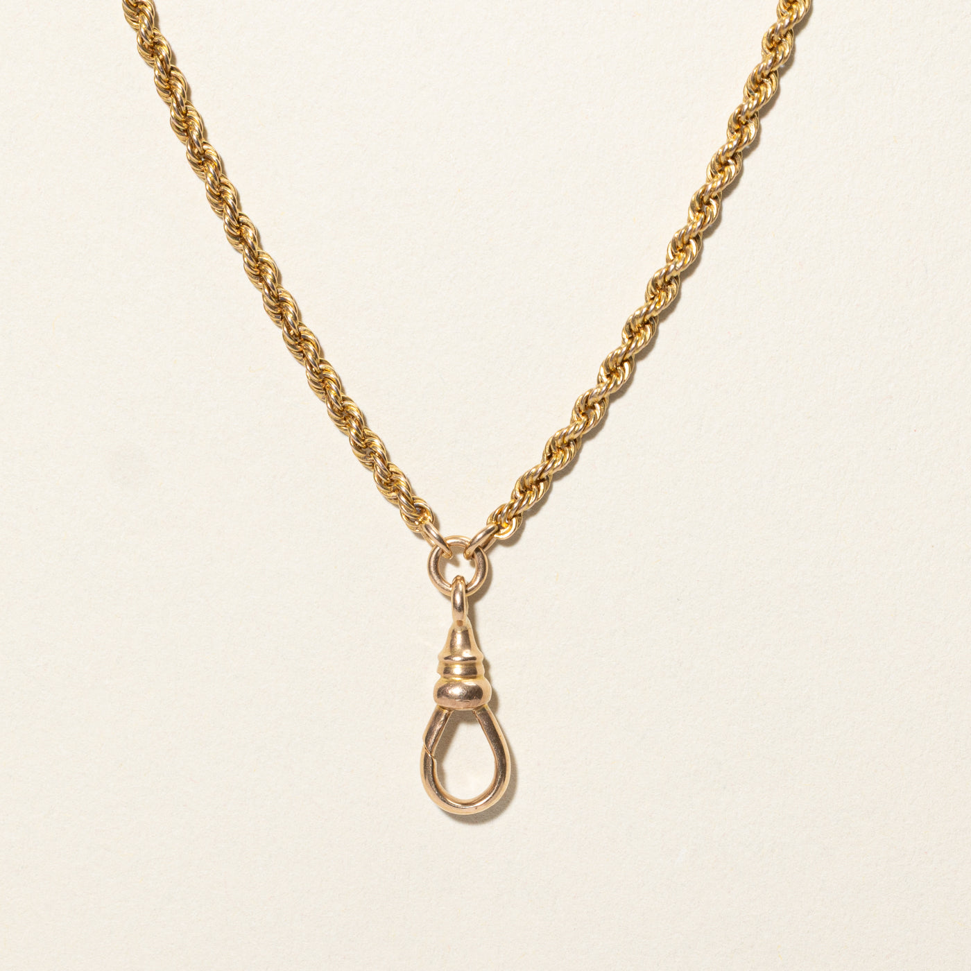 14k Yellow Gold Dog Clip Rope Watch Chain | 51"