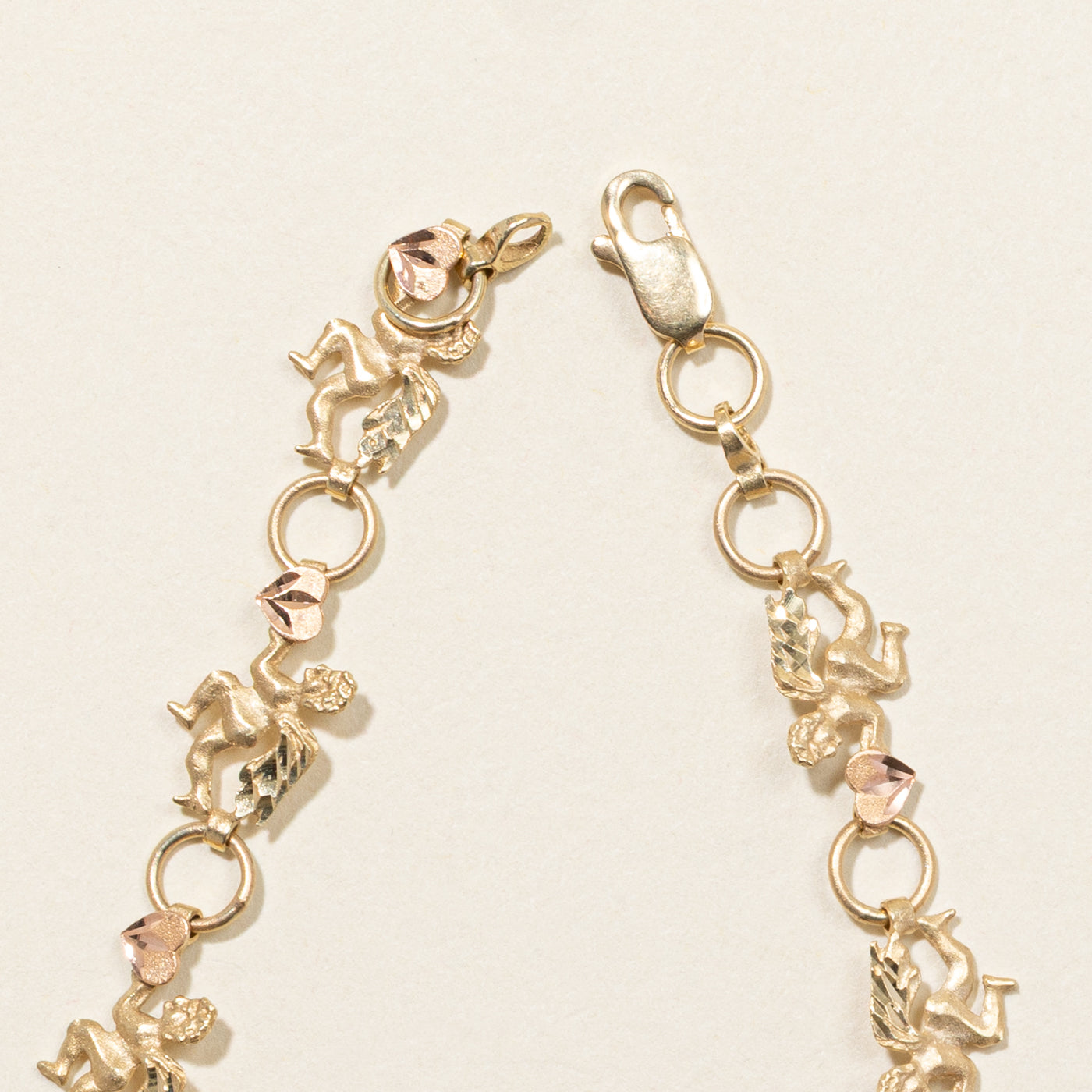 10k Yellow Gold Cherub Chain Bracelet | 7"