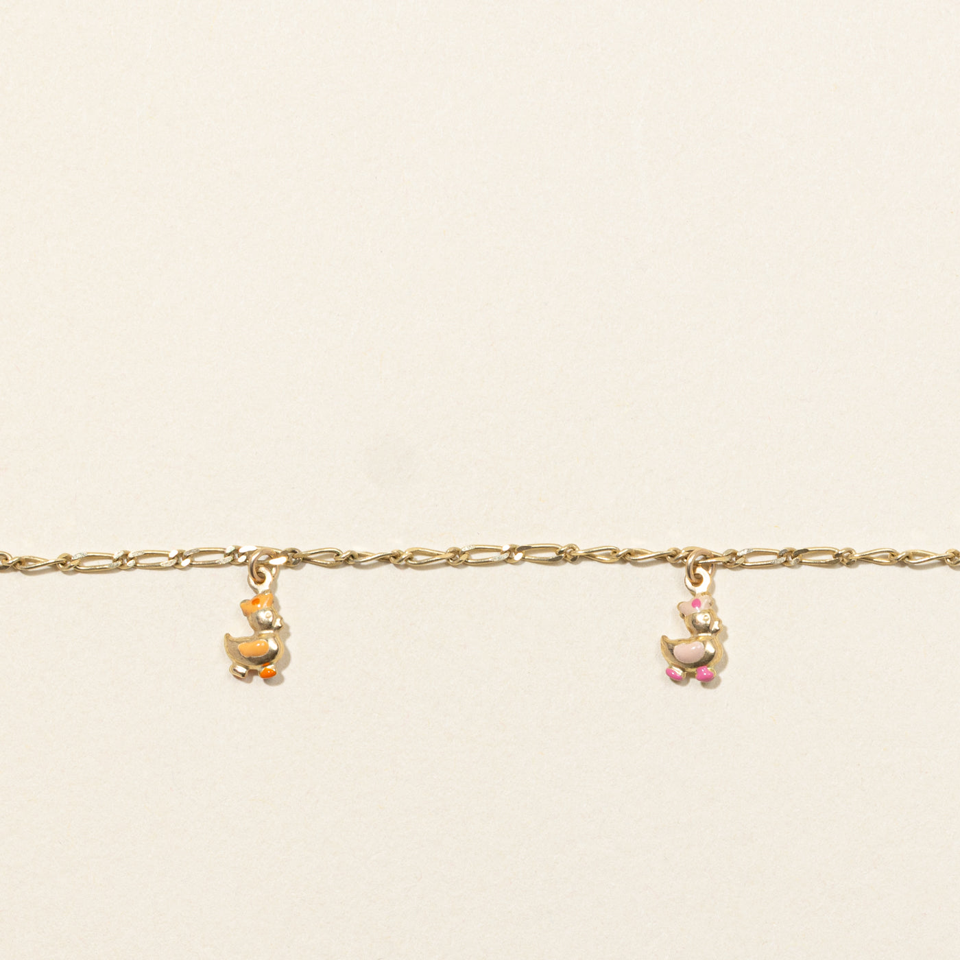 14k Yellow Gold Rubber Ducky Charm Bracelet | 6.5"