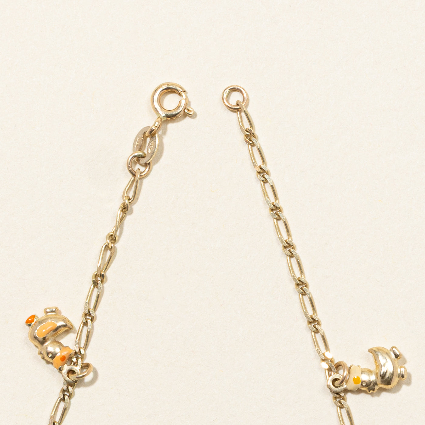 14k Yellow Gold Rubber Ducky Charm Bracelet | 6.5"
