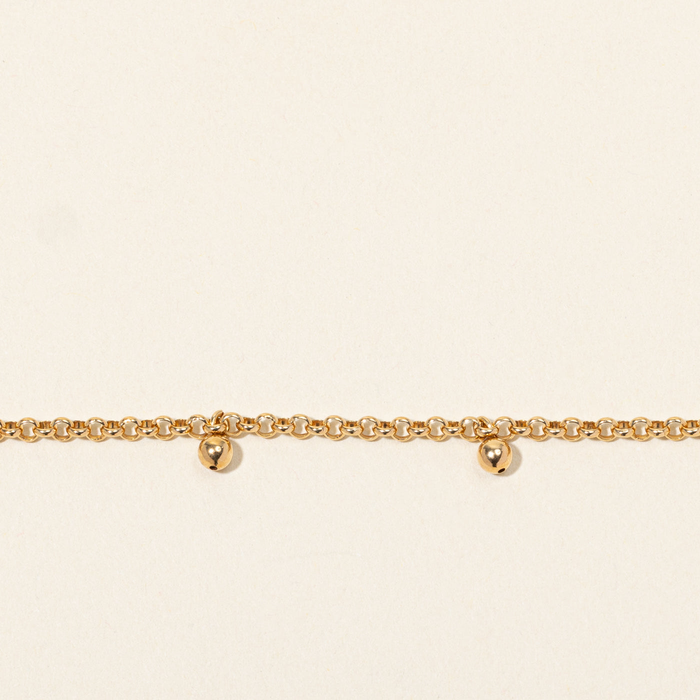 18k Rose Gold Bead Charm Cable Link Bracelet | 7"