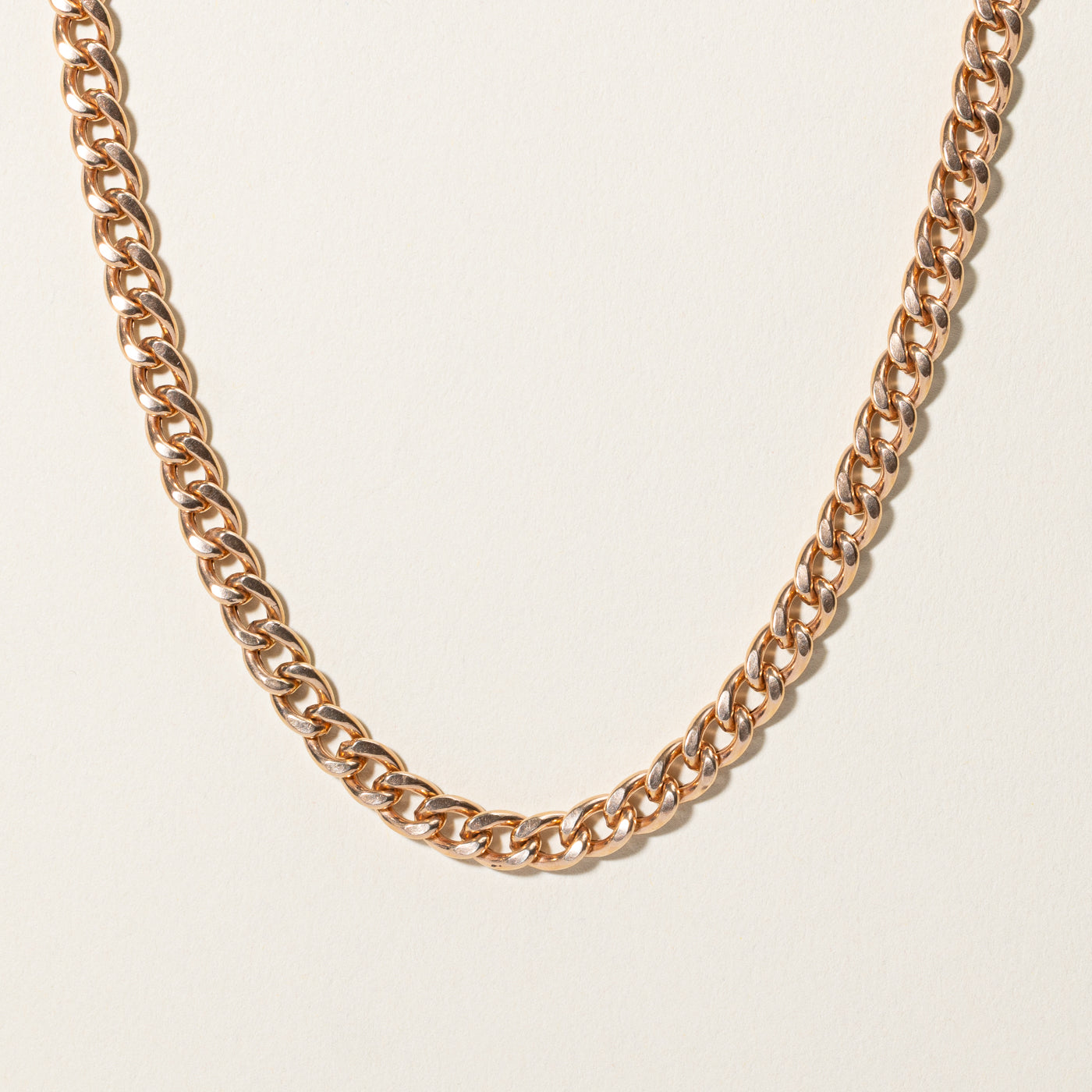 9k Rose Gold Curb Link Watch Chain | 17.25"