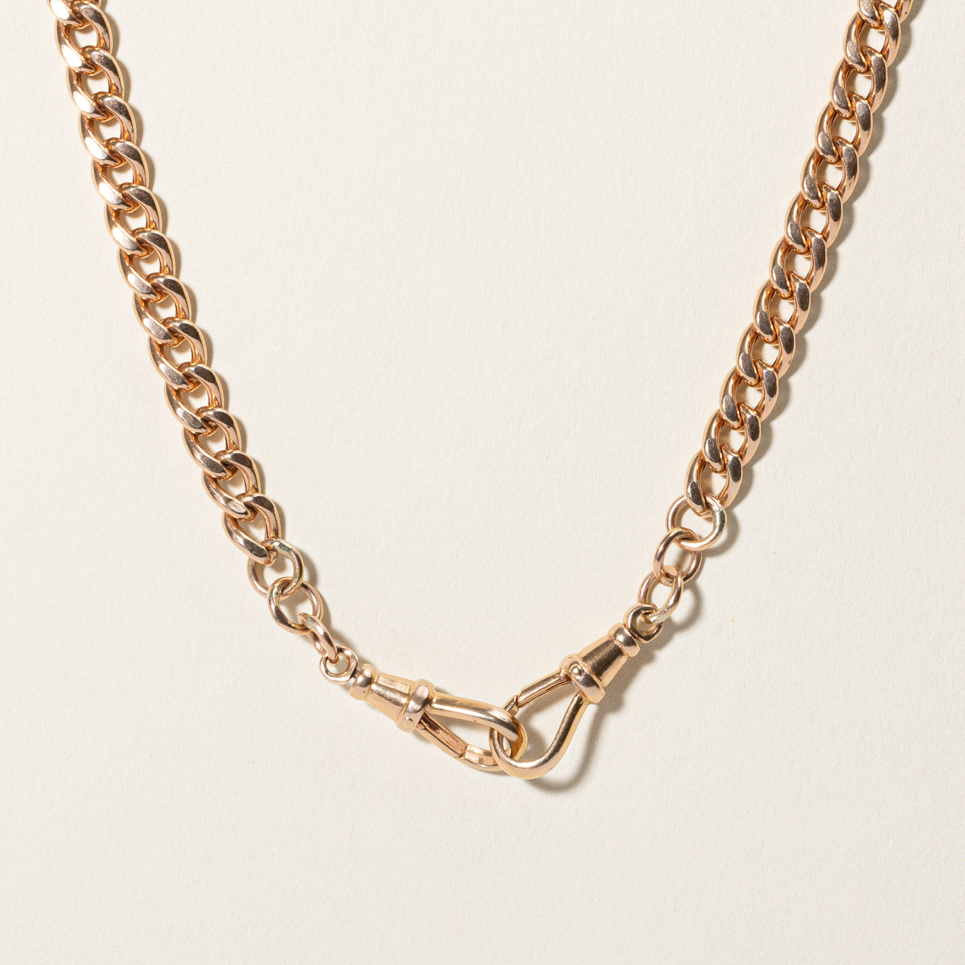 9k Rose Gold Curb Link Watch Chain | 17.25"