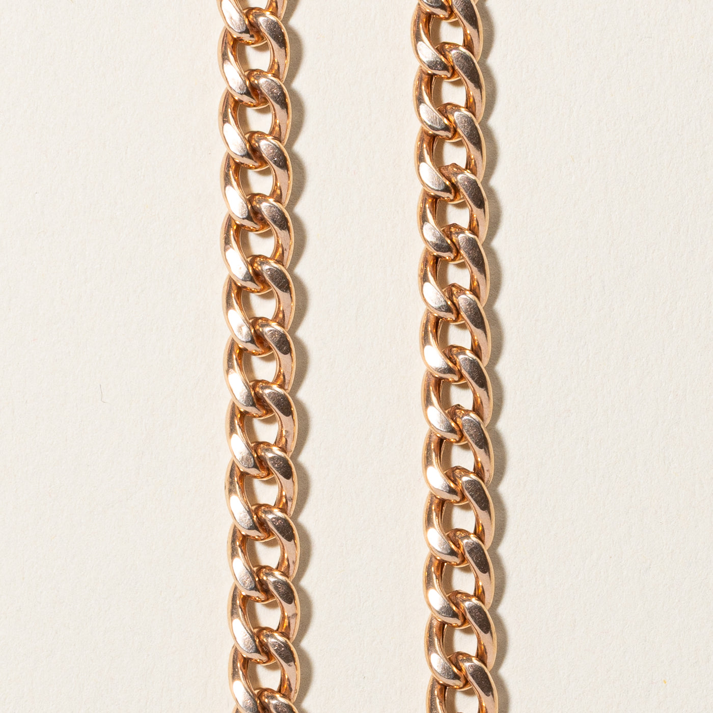 9k Rose Gold Curb Link Watch Chain | 17.25"