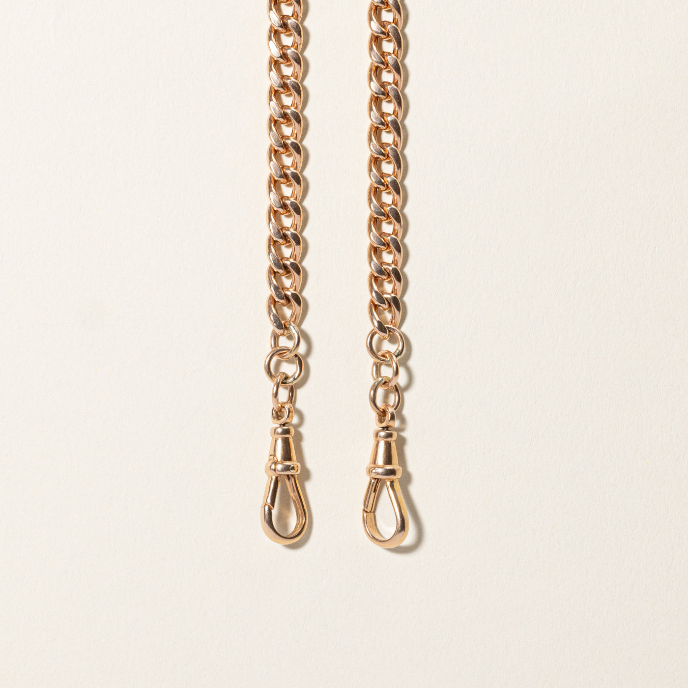 9k Rose Gold Curb Link Watch Chain | 17.25"