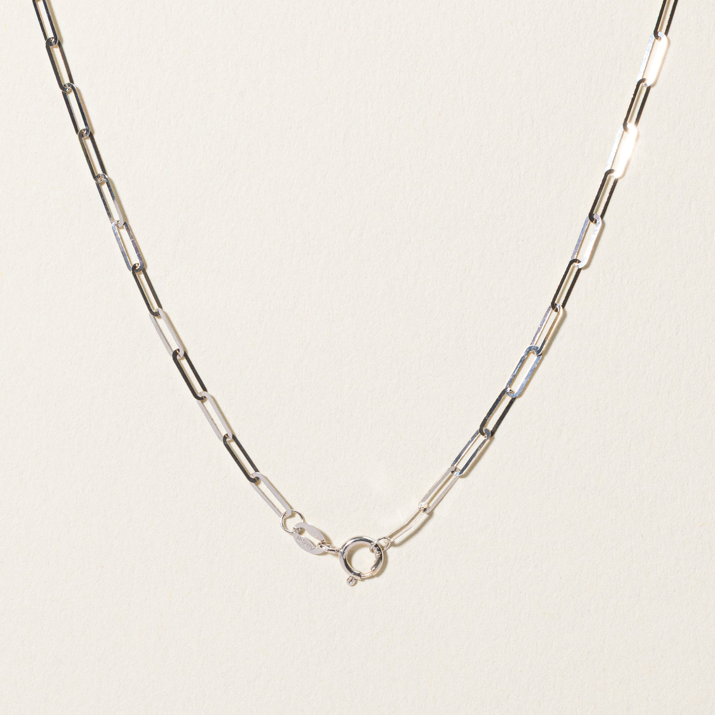 18k White Gold Paperclip Chain | 18"