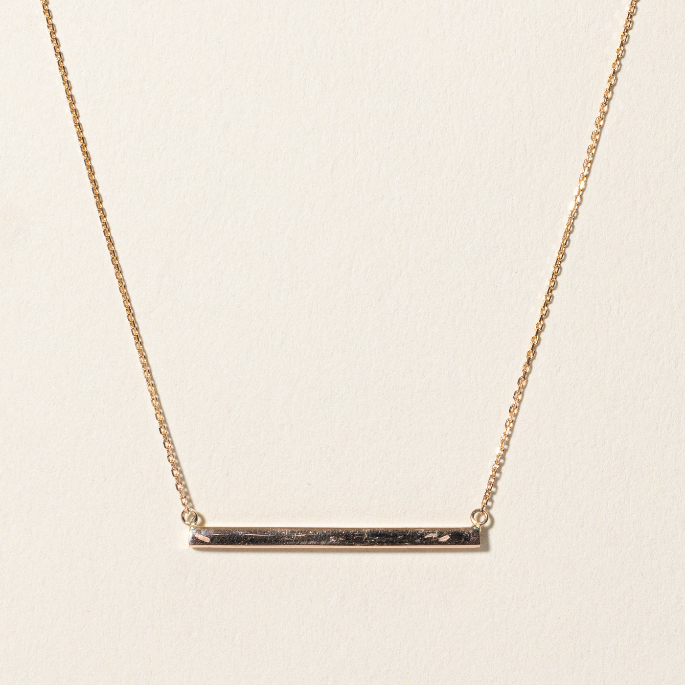 14k Rose Gold Bar Pendant Necklace | 13.5"