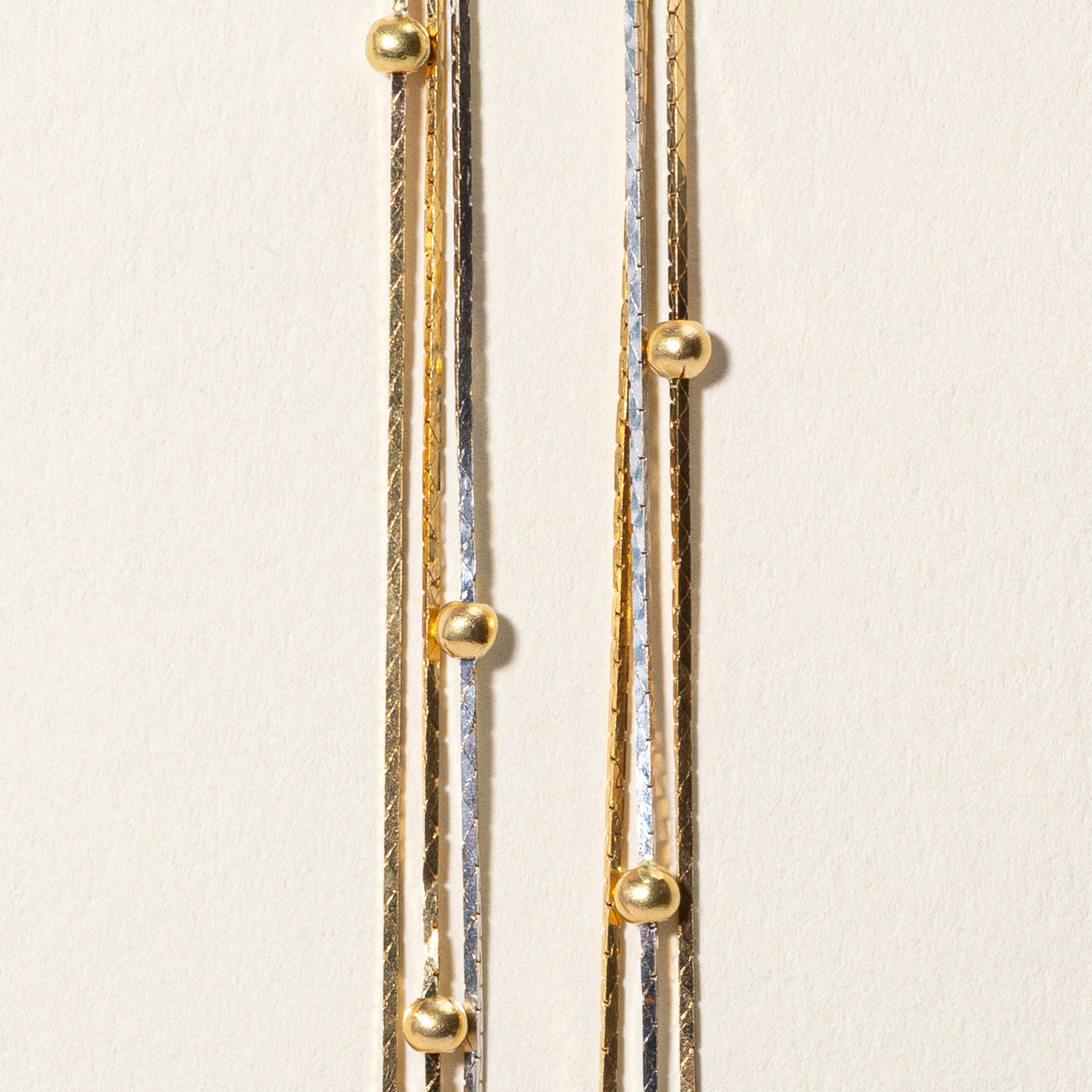 18k Yellow & White Gold Cobra Chain Layered Necklace | 16.25"