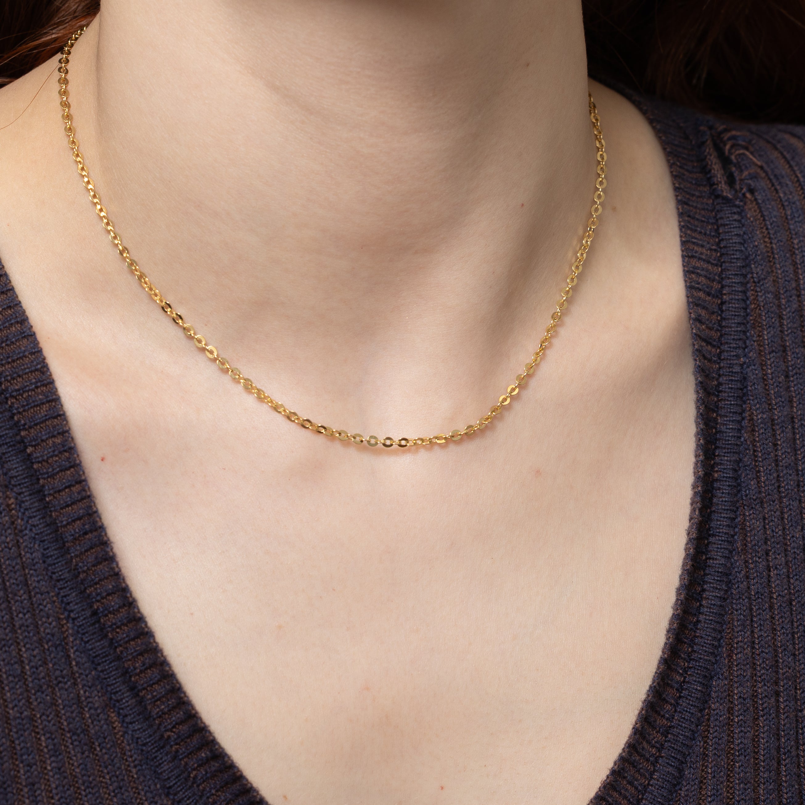 18k Yellow Gold Flat Cable Chain | 16"