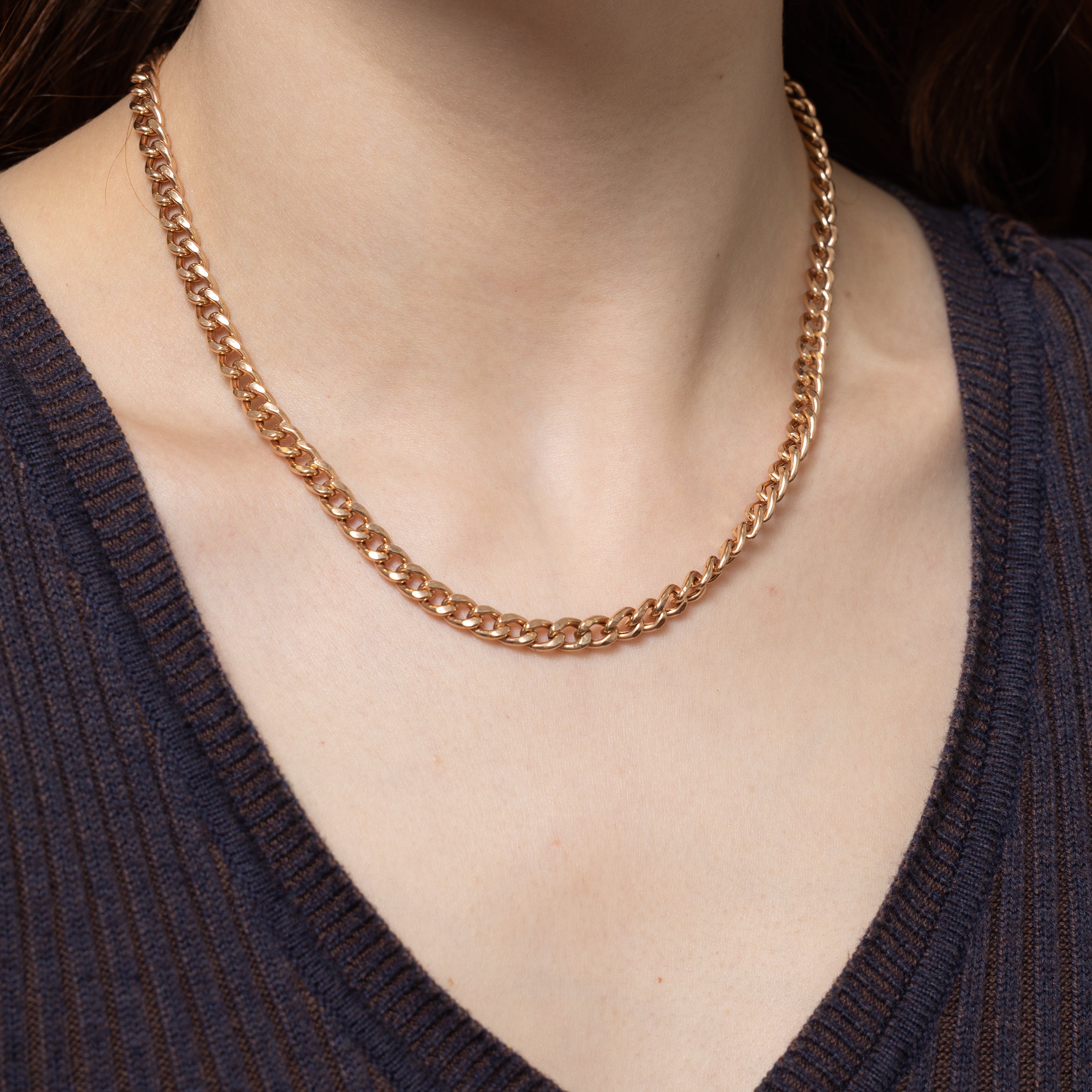 9k Rose Gold Curb Link Watch Chain | 17.25"