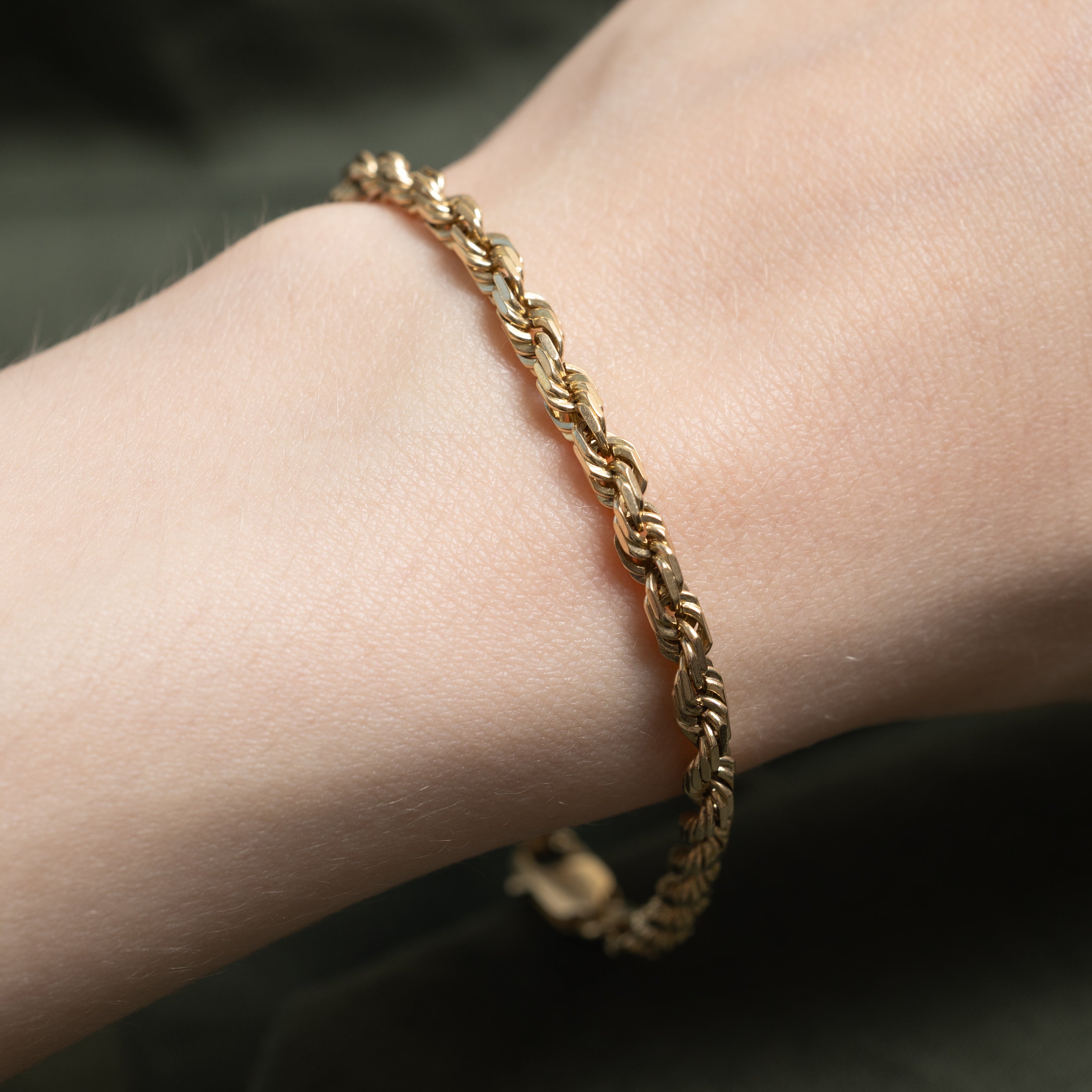 10k Yellow Gold Rope Chain Bracelet | 8"