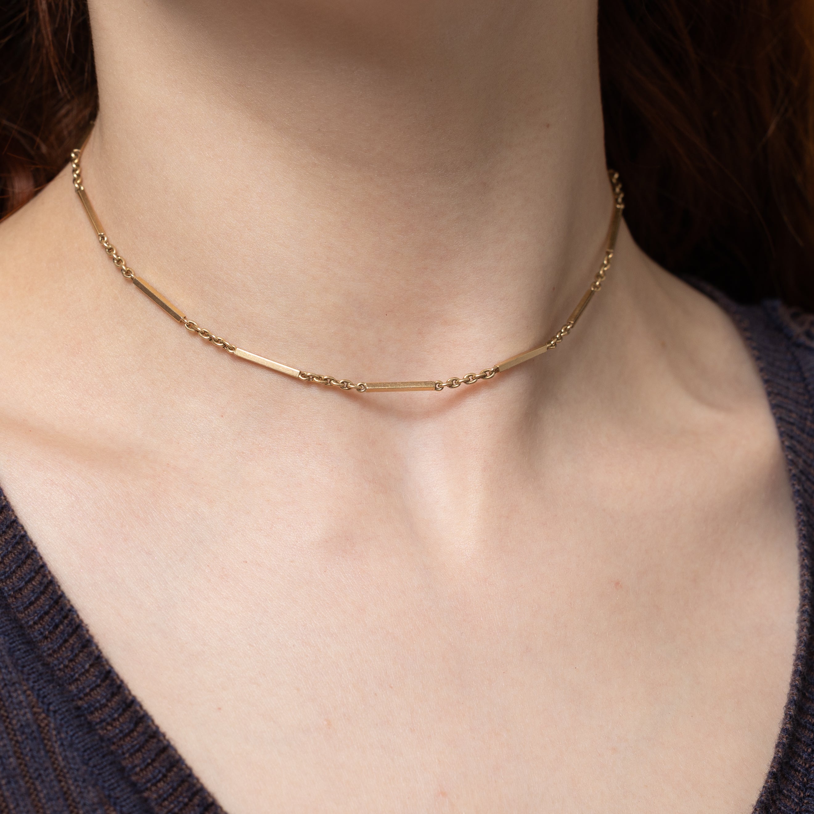 13k Rose Gold Bar Link Watch Chain | 13.5"