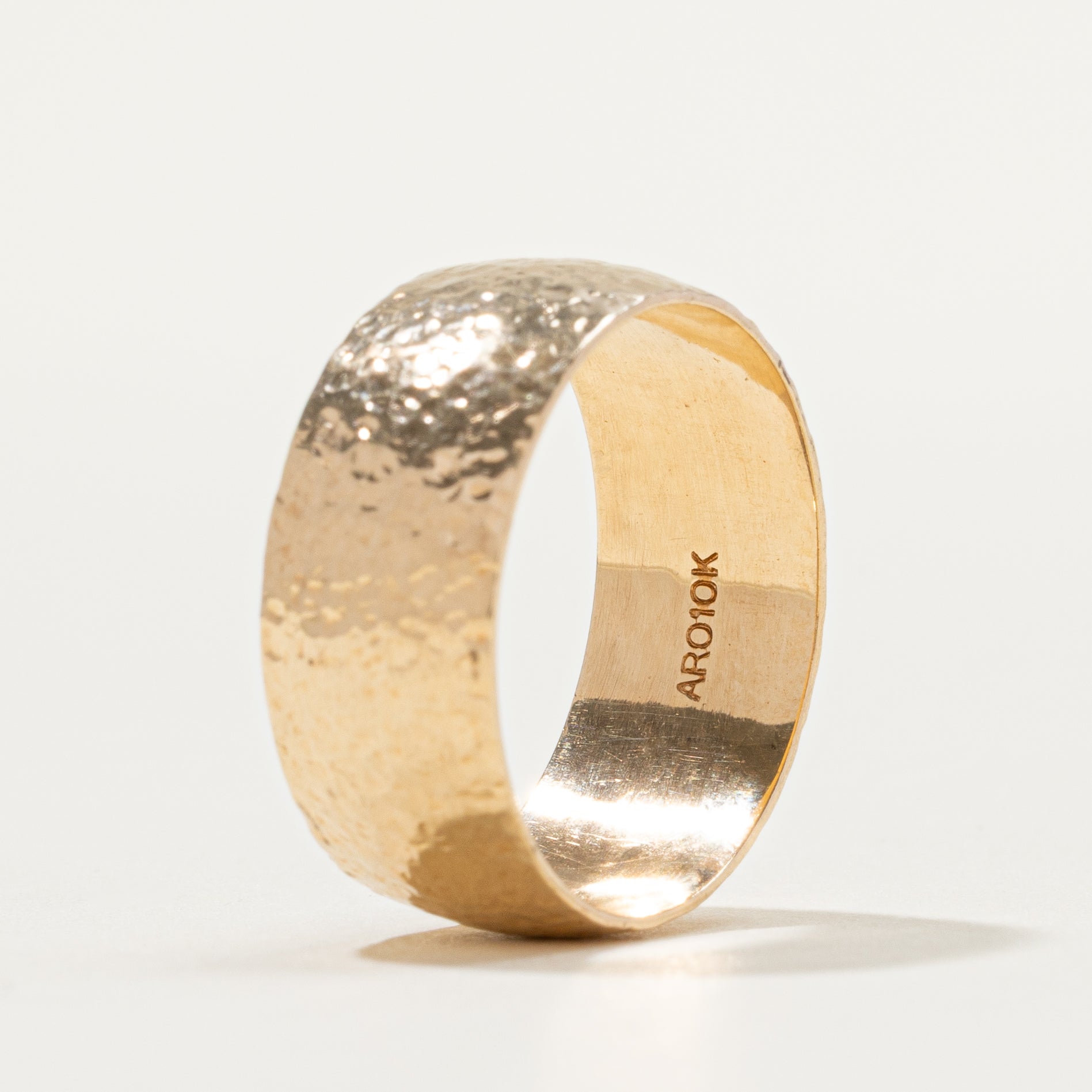 10k Yellow Gold Textured Cigar Band | 7.94mm | SZ 7.75