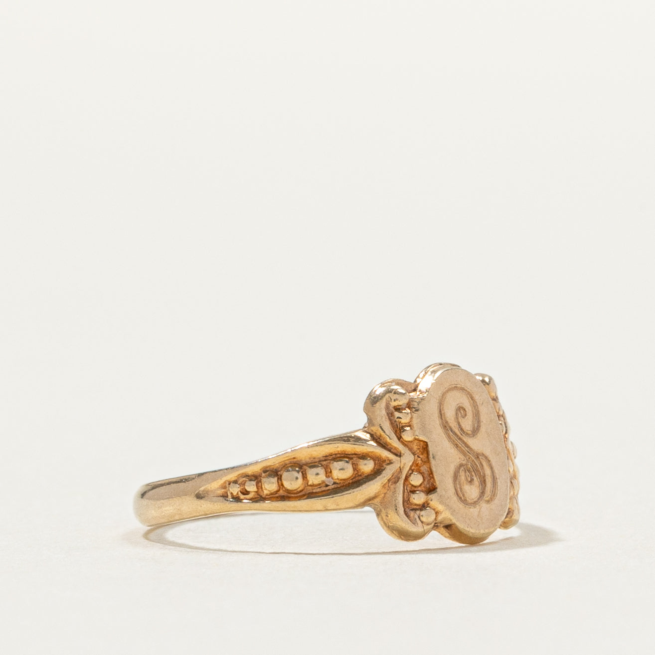 10k Yellow Gold "S" Initial Baby Signet Ring | SZ 1