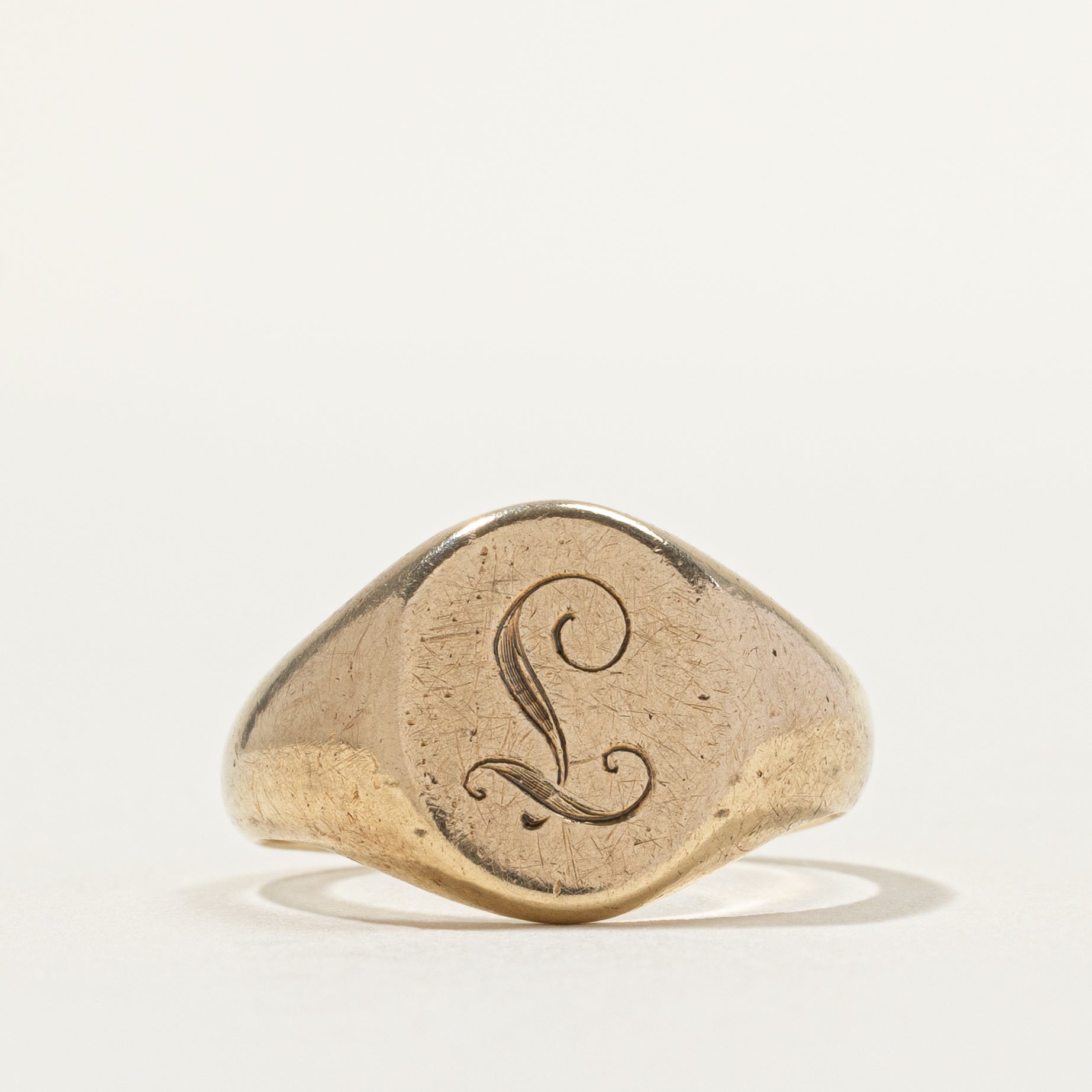 10k Yellow Gold "L" Initial Signet Ring | SZ 6.5