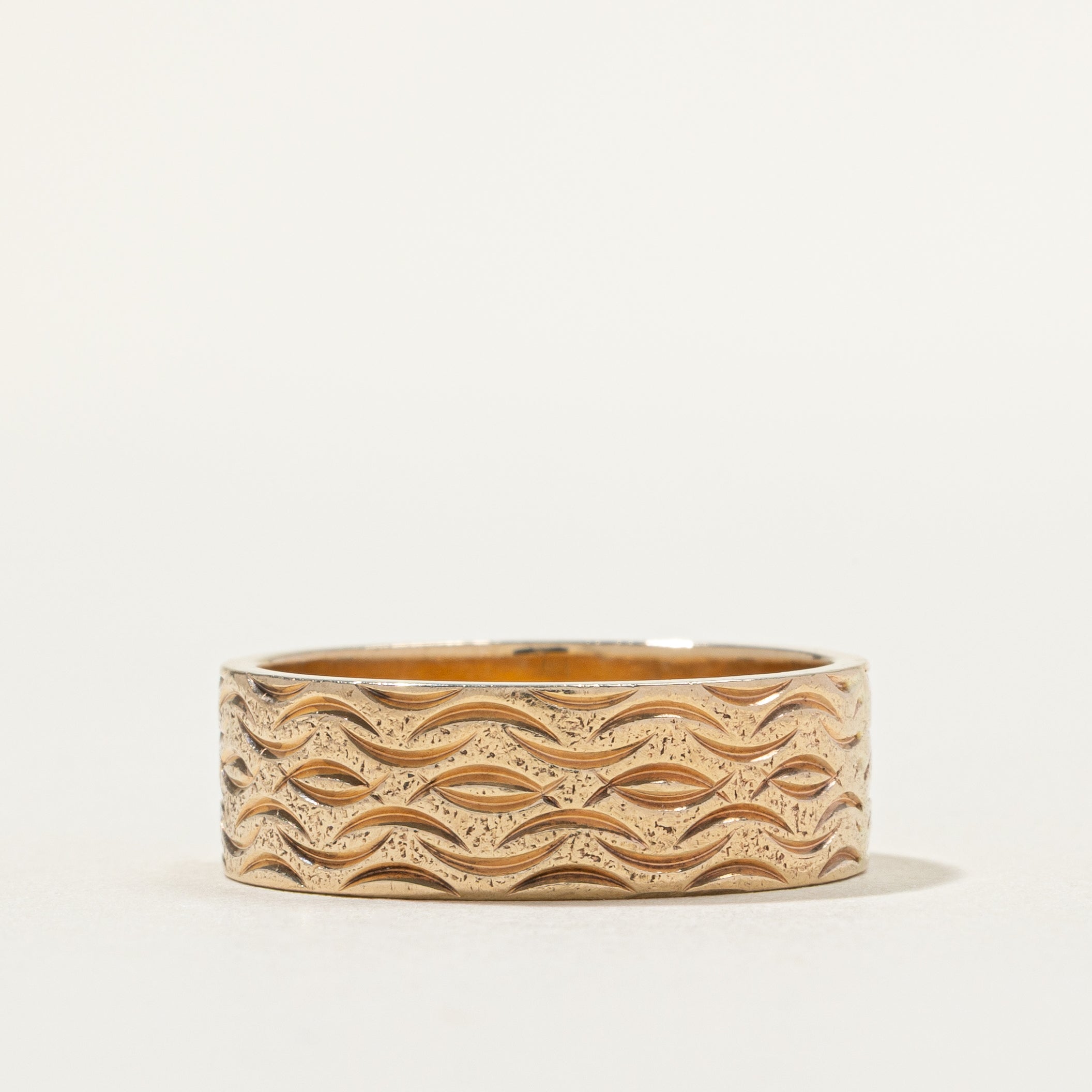10k Yellow Gold Textured Band | 7.02mm | SZ 9