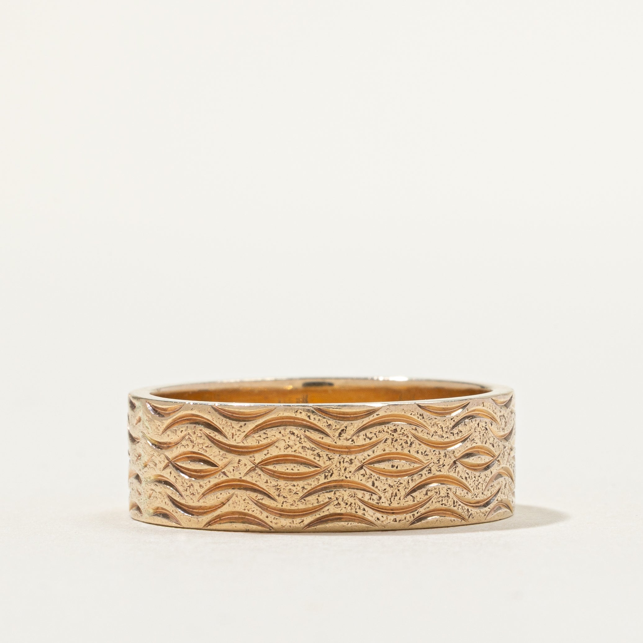 10k Yellow Gold Textured Band | 7.02mm | SZ 9