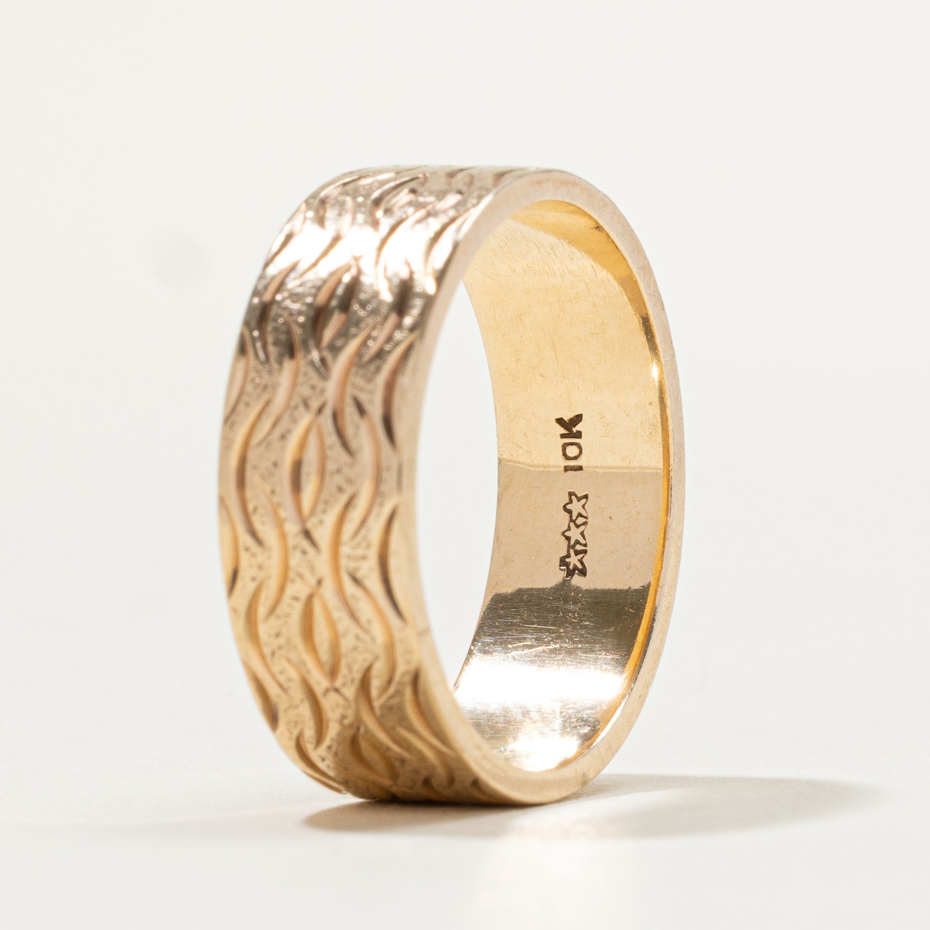 10k Yellow Gold Textured Band | 7.02mm | SZ 9
