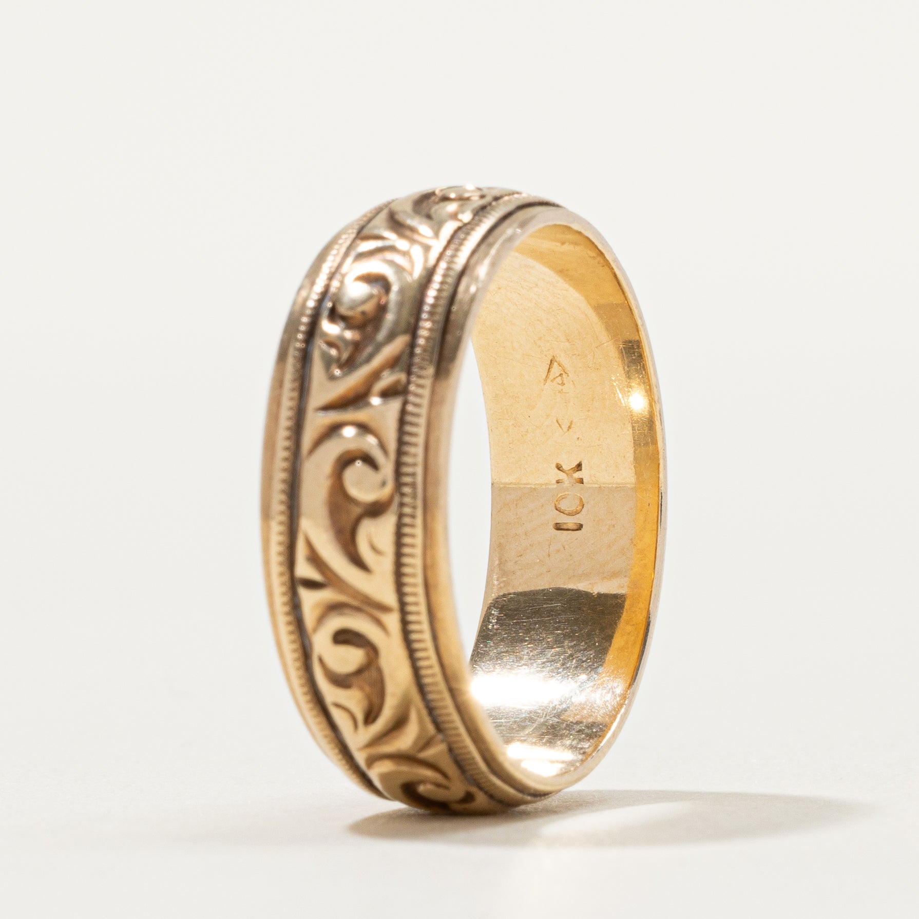 10k Yellow Gold Scrollwork Band | 6.44mm | SZ 7.5