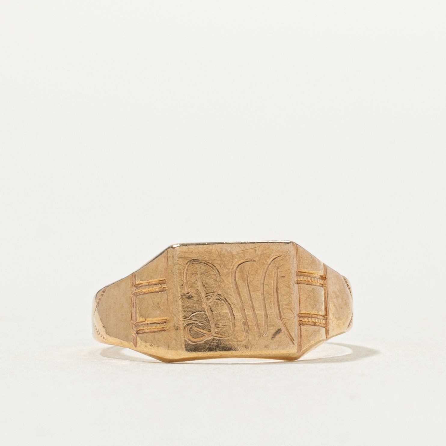 10k Yellow Gold "BM" Initial Signet Ring | SZ 1.5