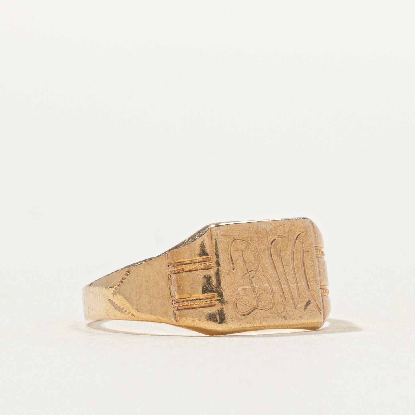 10k Yellow Gold "BM" Initial Signet Ring | SZ 1.5