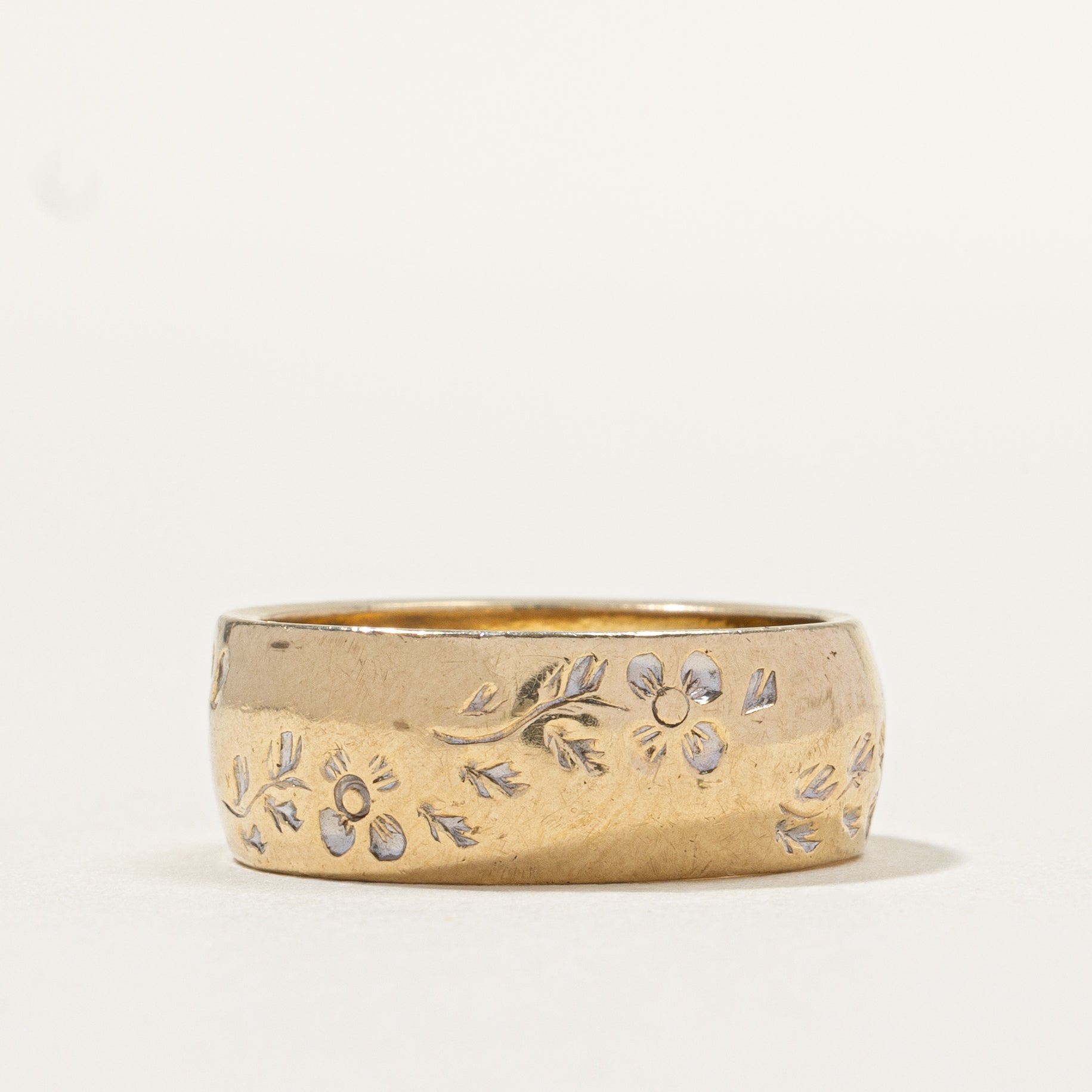 Bague vintage à gravure florale | 6,67 mm | Taille 5,25