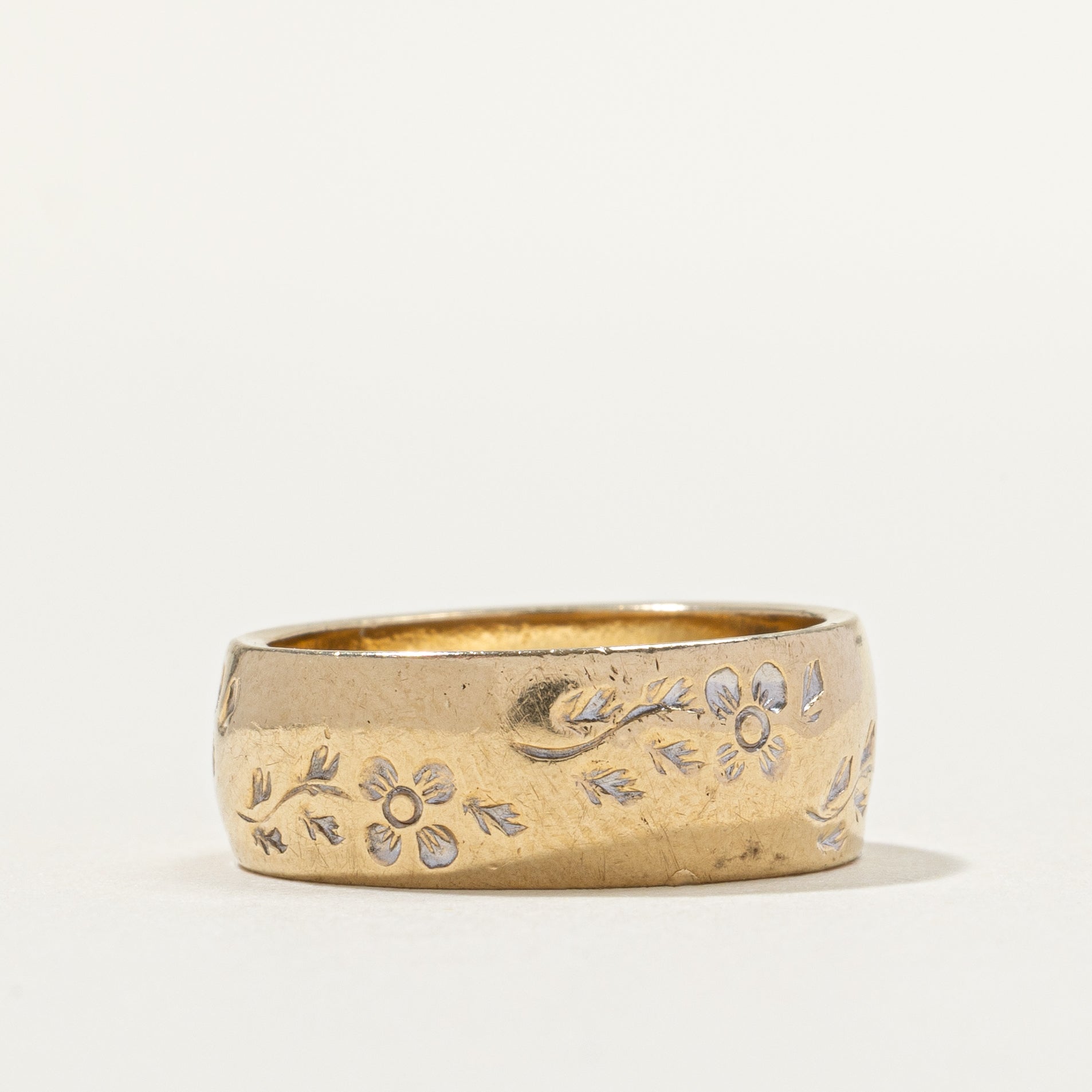 Bague vintage à gravure florale | 6,67 mm | Taille 5,25