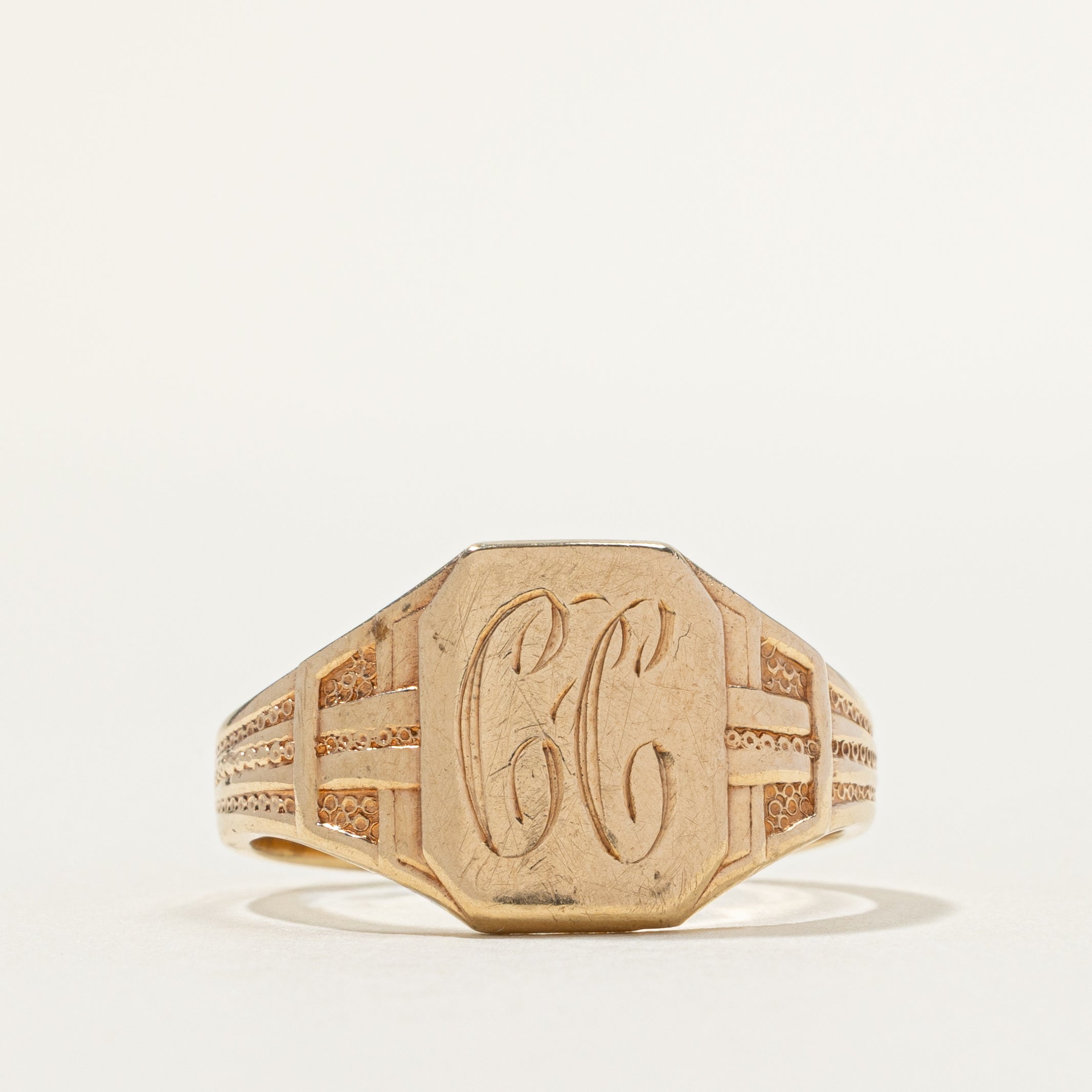 10k Yellow Gold "CC" Initial Signet Ring | SZ 9.5