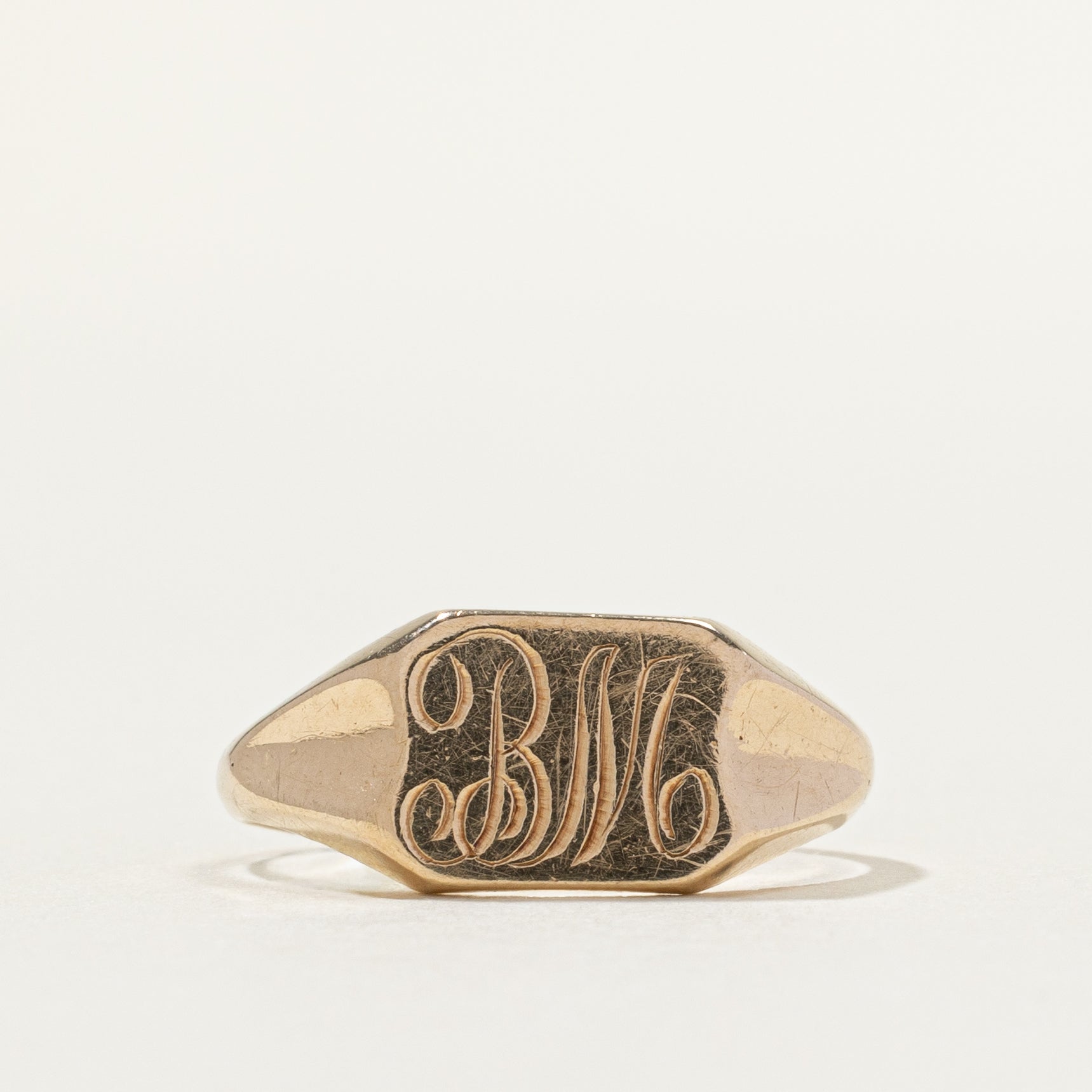 10k Yellow Gold "BM" Initial Signet Ring | SZ 5