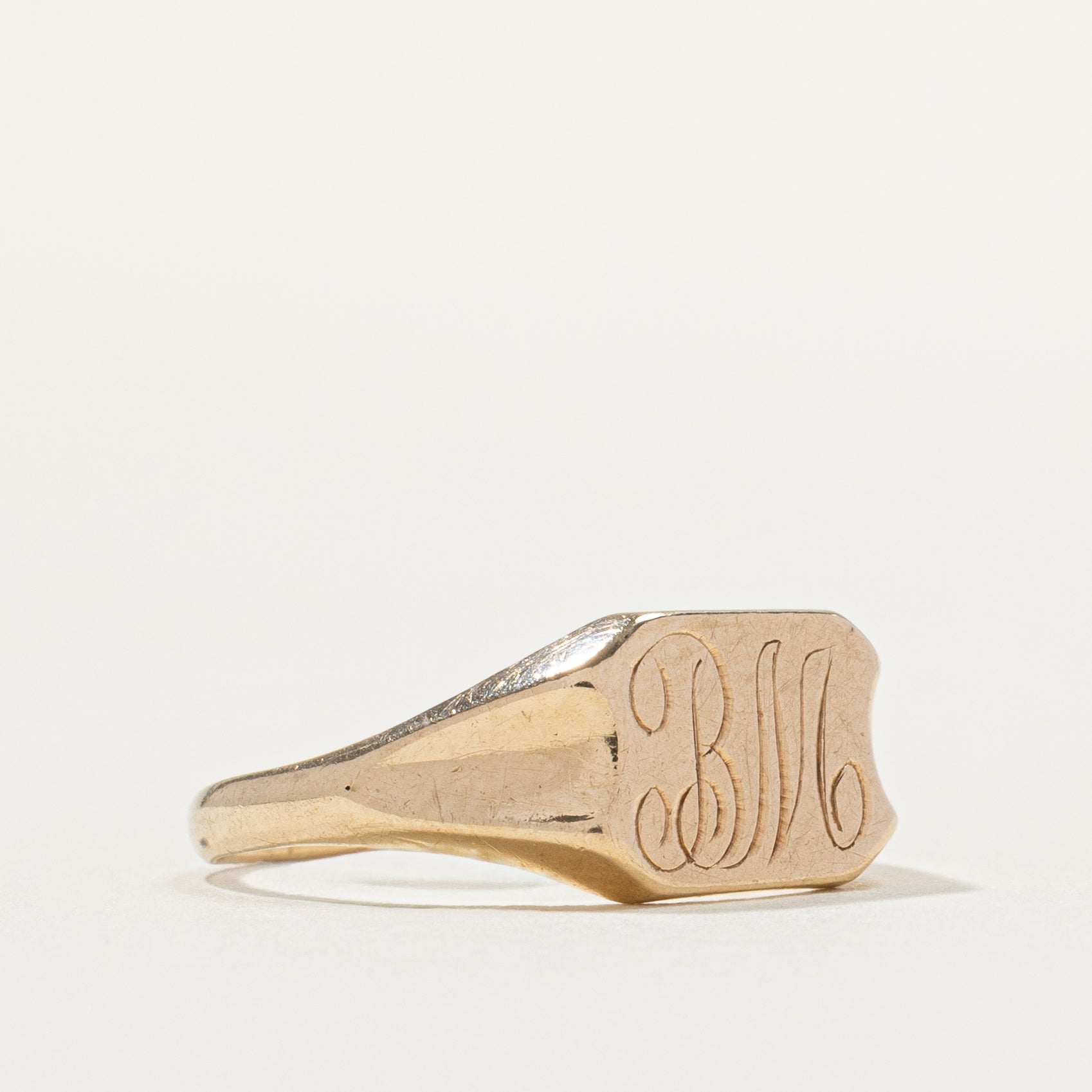 10k Yellow Gold "BM" Initial Signet Ring | SZ 5