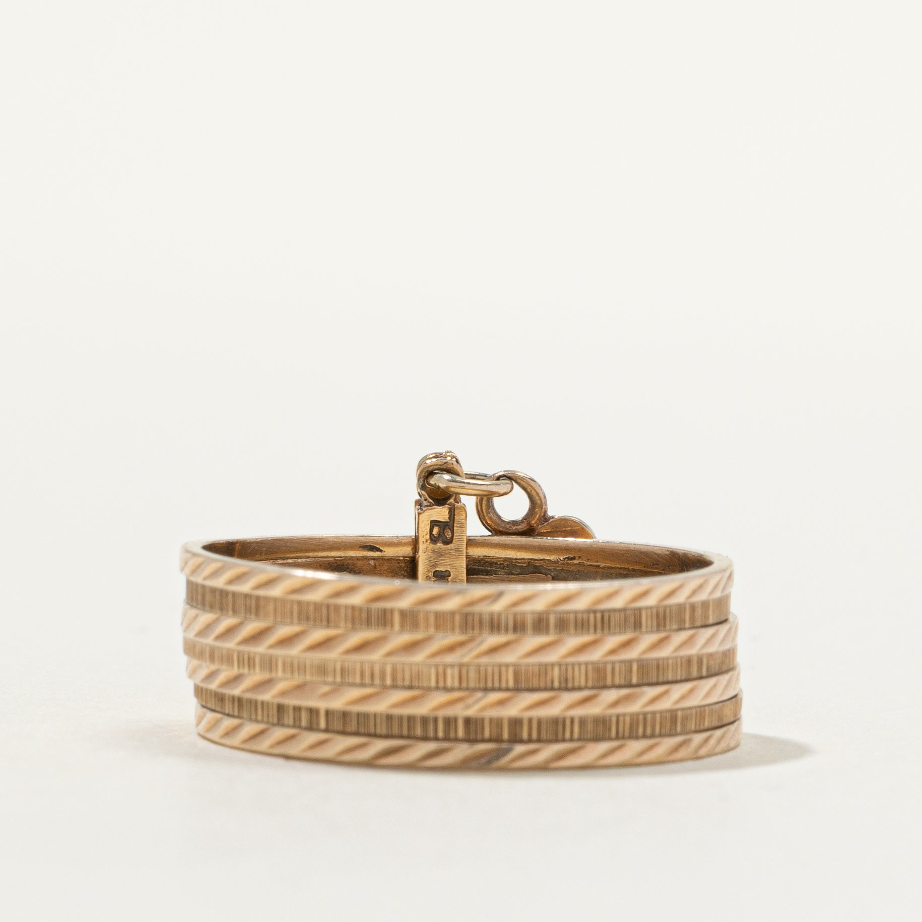 10k Rose Gold Stacked Heart Charm Ring | SZ 7.75