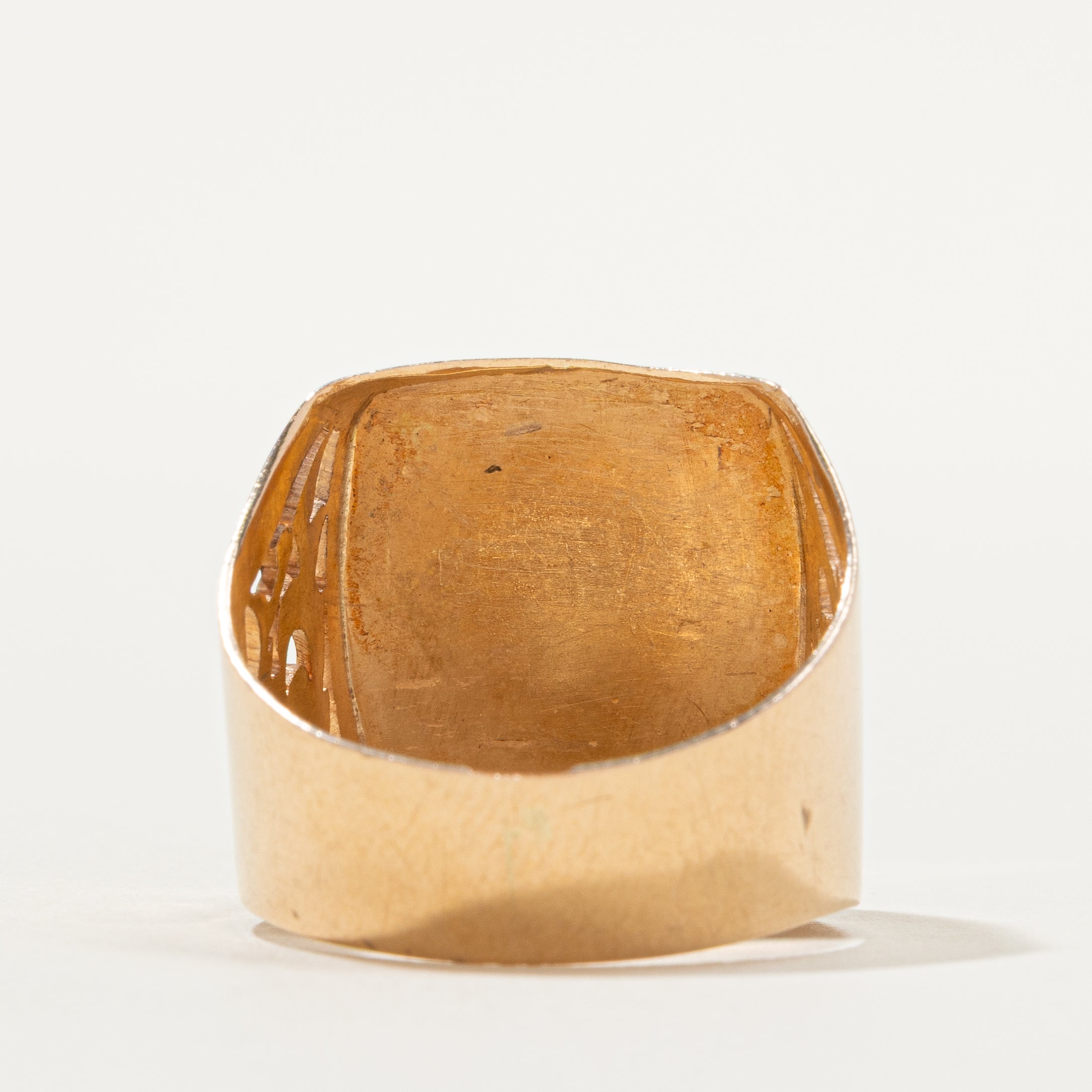 14k Yellow Gold Scrollwork Signet Ring | SZ 11.25