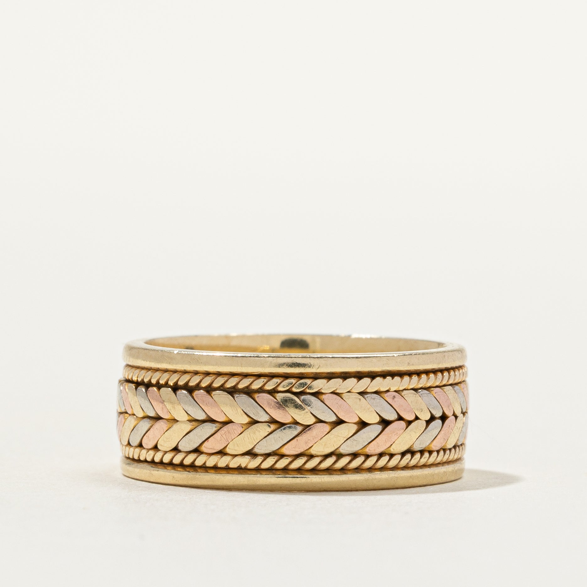 14k Yellow Gold Woven Design Band | 7.32mm | SZ 5.5
