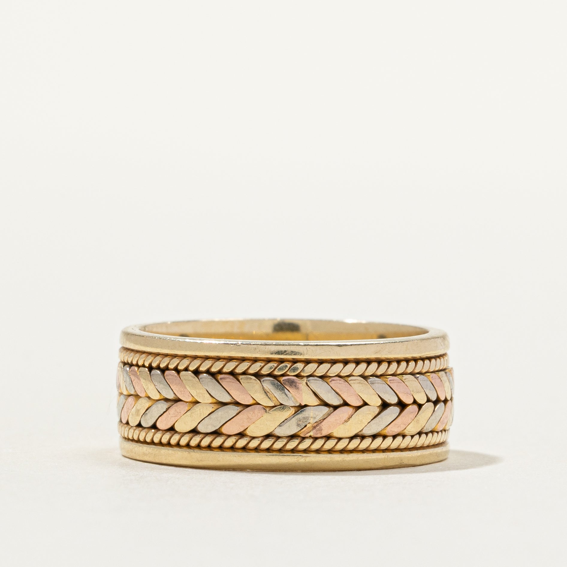 14k Yellow Gold Woven Design Band | 7.32mm | SZ 5.5
