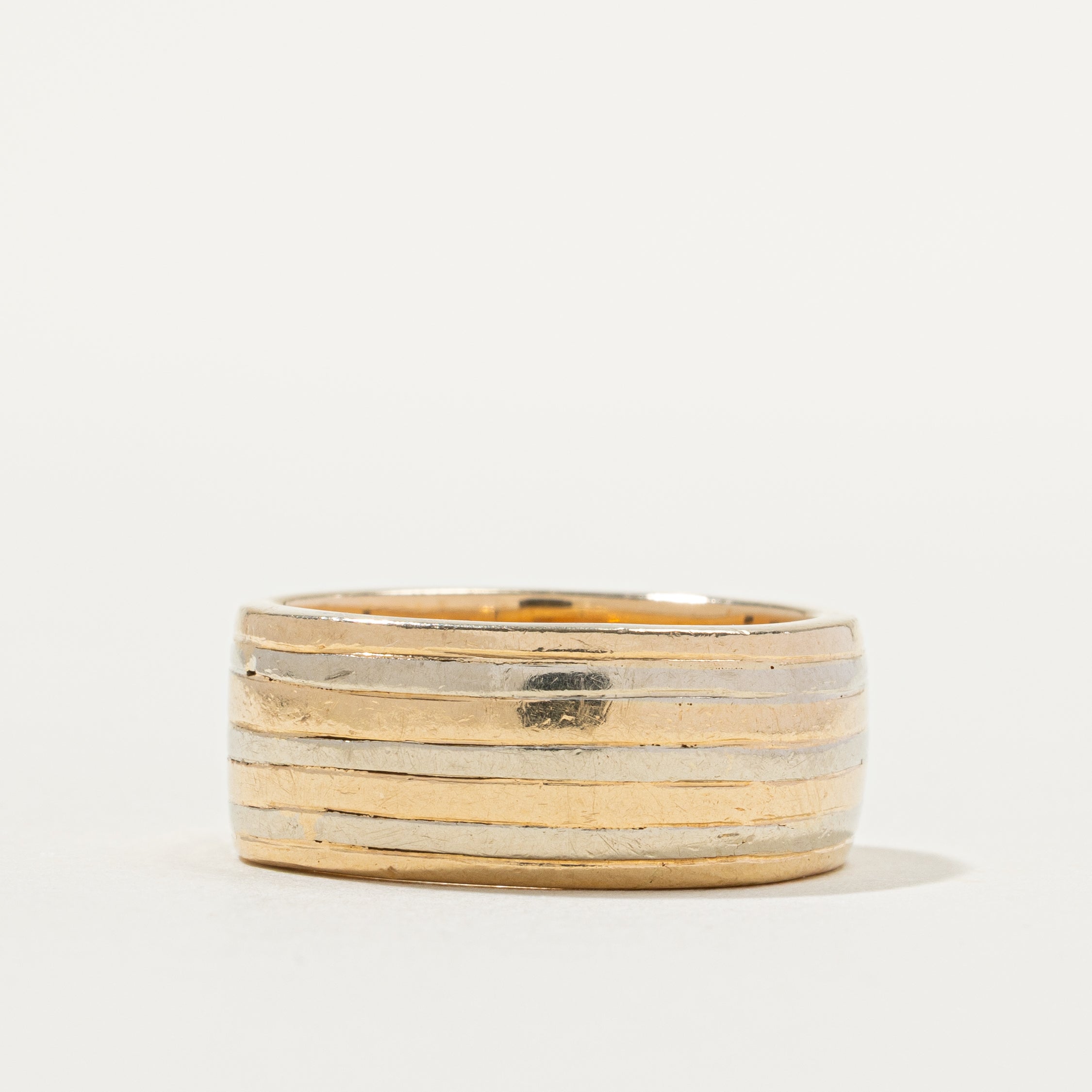 14k Two Tone Gold Cigar Band | 9mm | SZ 8.25