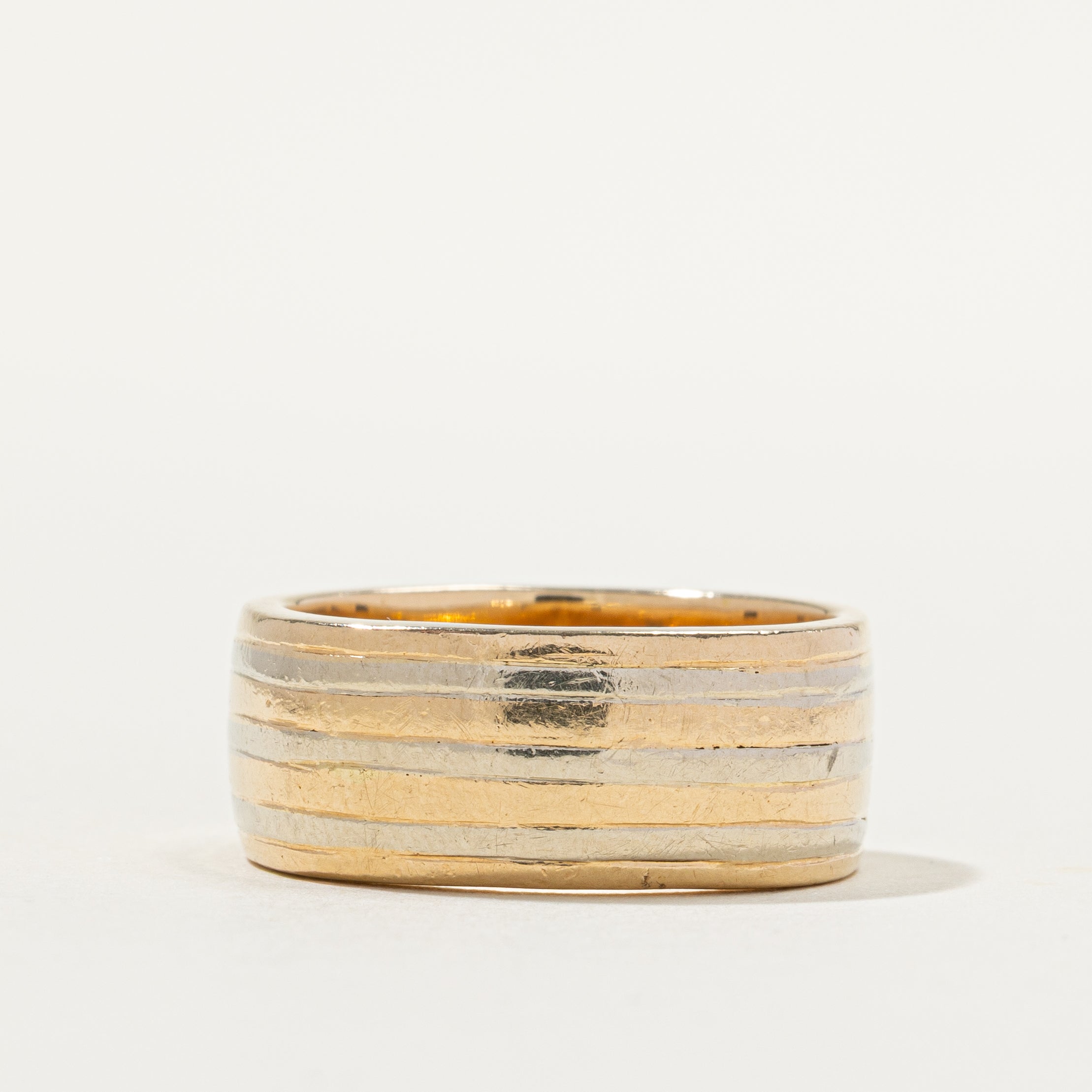 14k Two Tone Gold Cigar Band | 9mm | SZ 8.25
