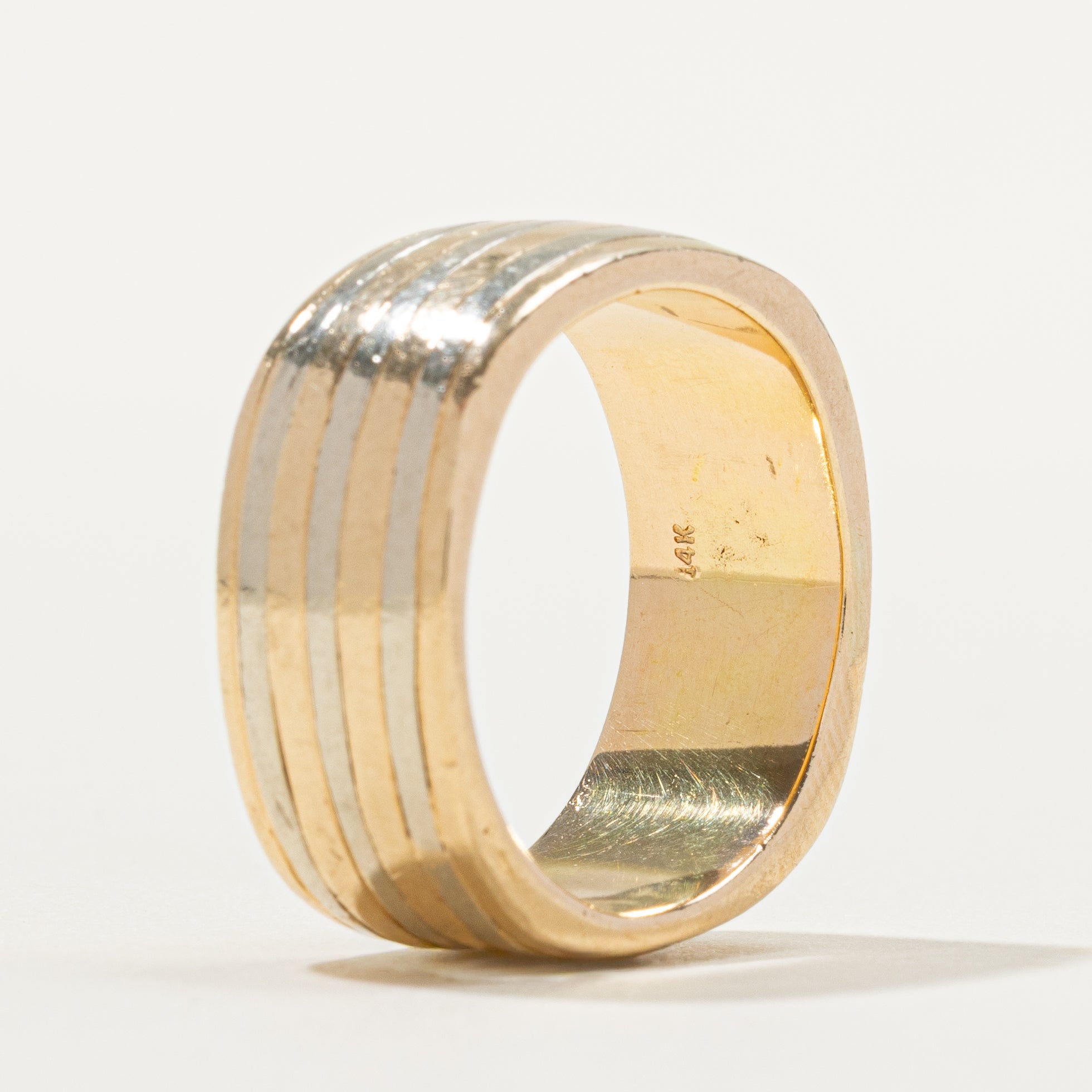 14k Two Tone Gold Cigar Band | 9mm | SZ 8.25