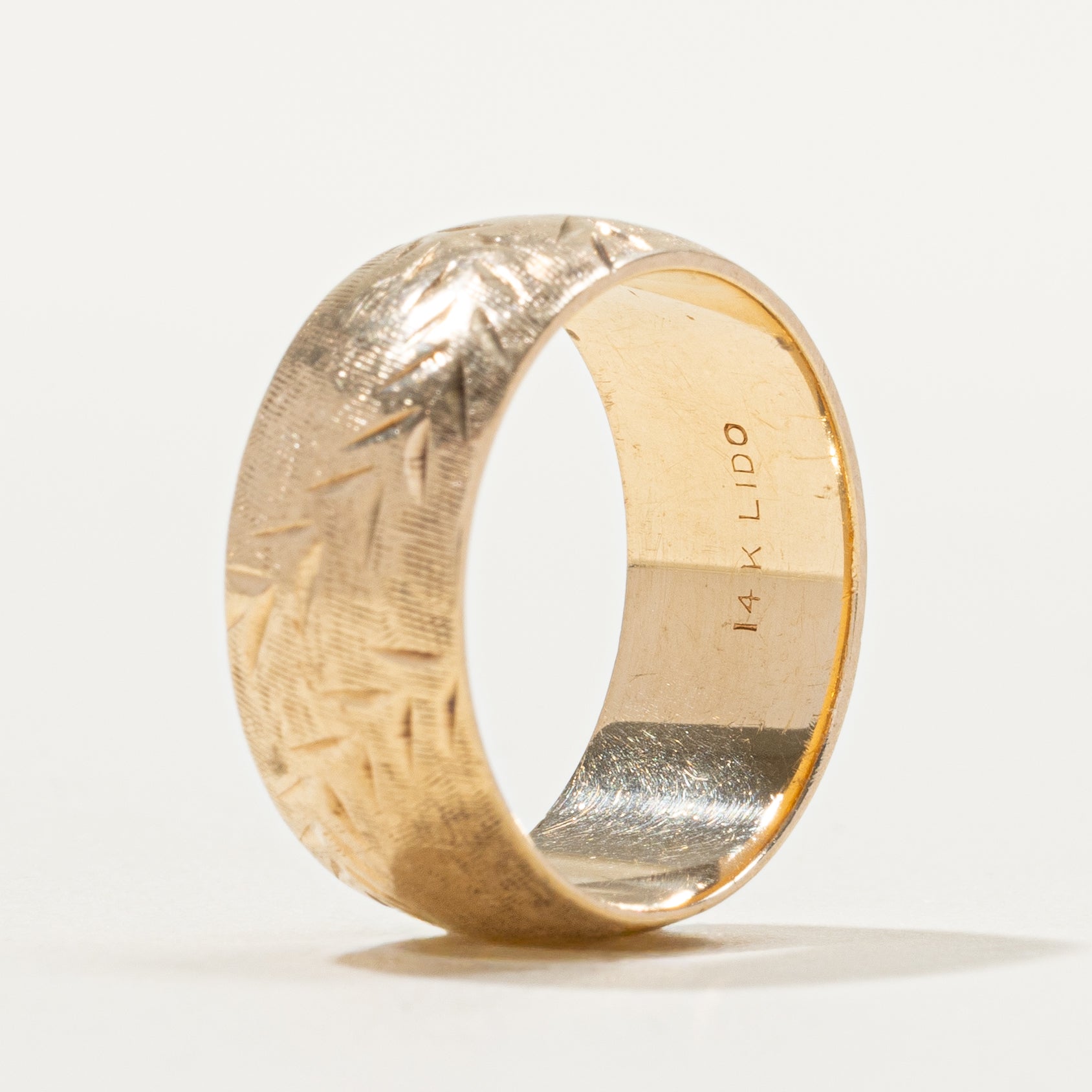 14k Yellow Gold Engraved Cigar Band | 8.03mm | SZ 6