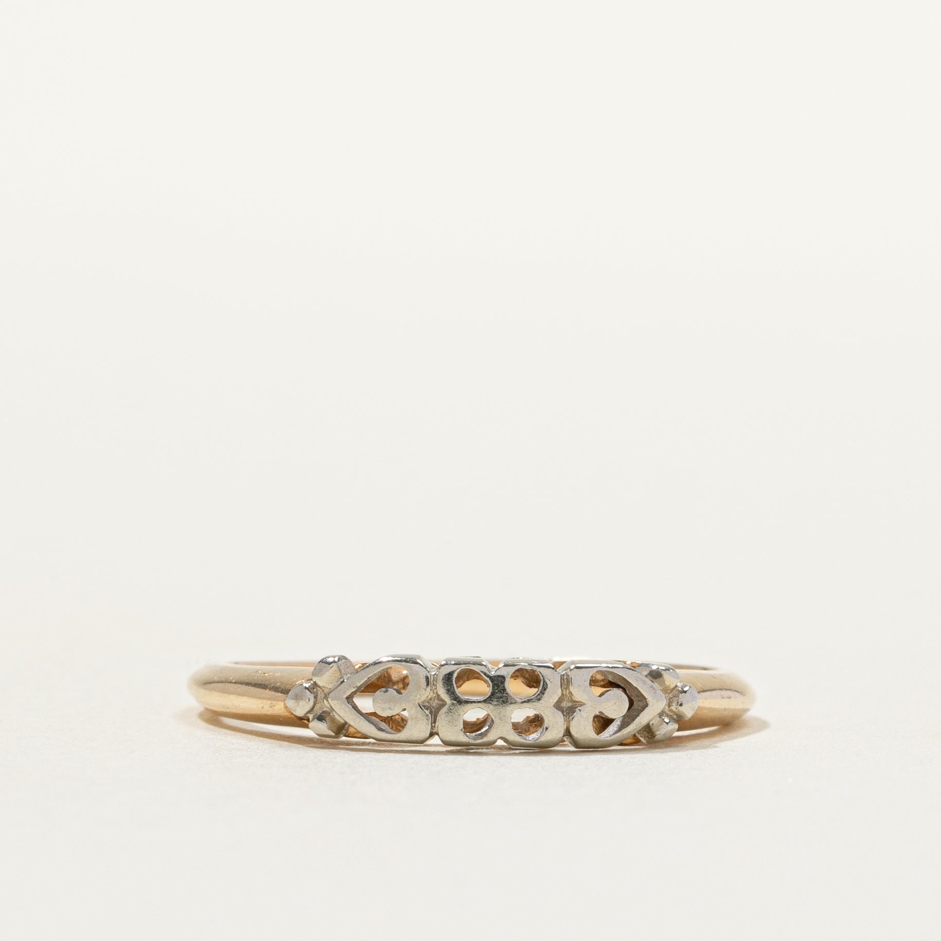 14k Two Tone Gold Textured Ring | SZ 5.75