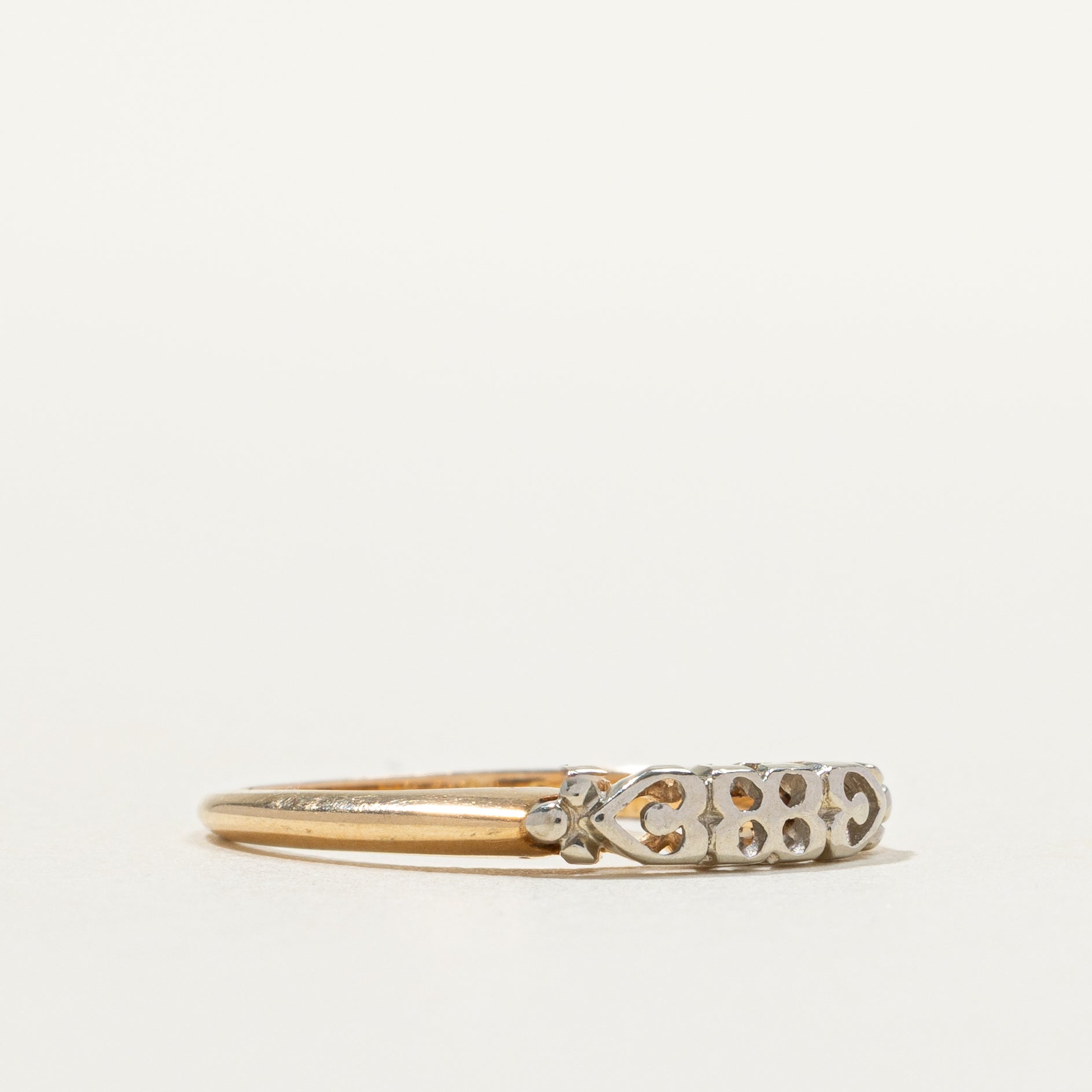 14k Two Tone Gold Textured Ring | SZ 5.75