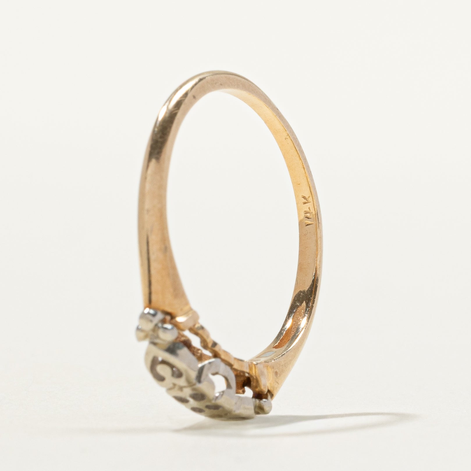 14k Two Tone Gold Textured Ring | SZ 5.75