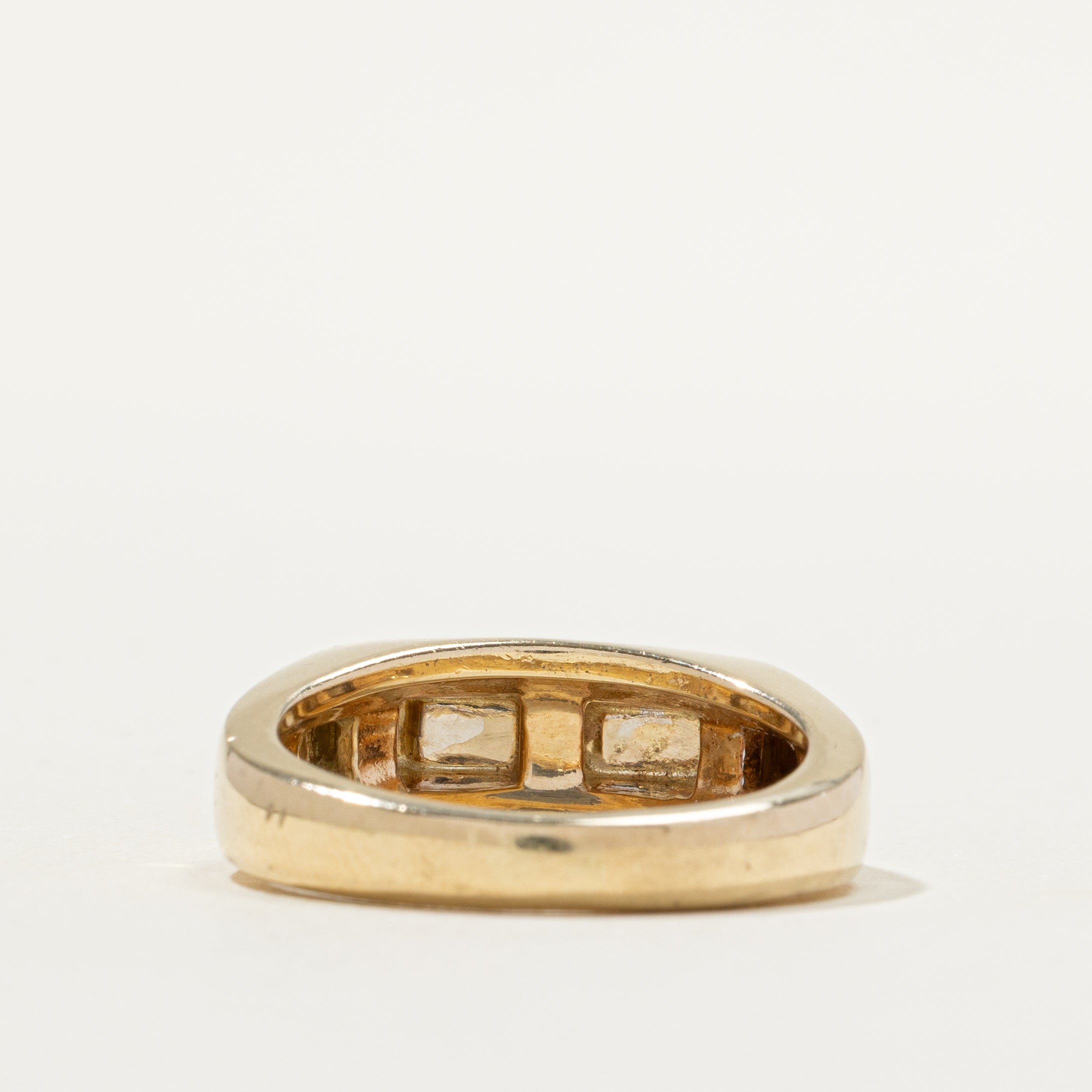 Bague chevalière rainurée en or jaune 14 carats | Taille 7,75