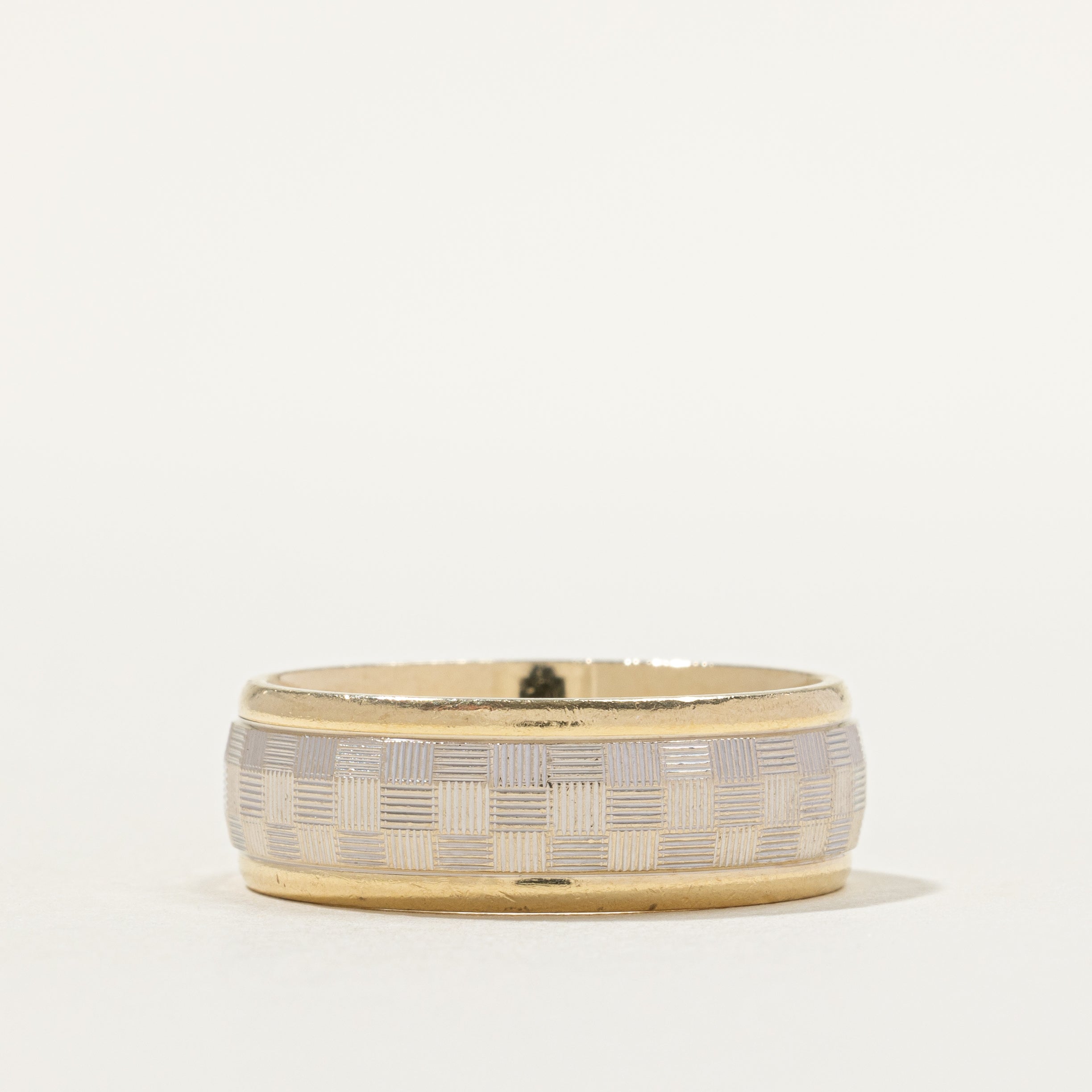 14k Two Tone Gold Textured Cigar Band | SZ 11.25
