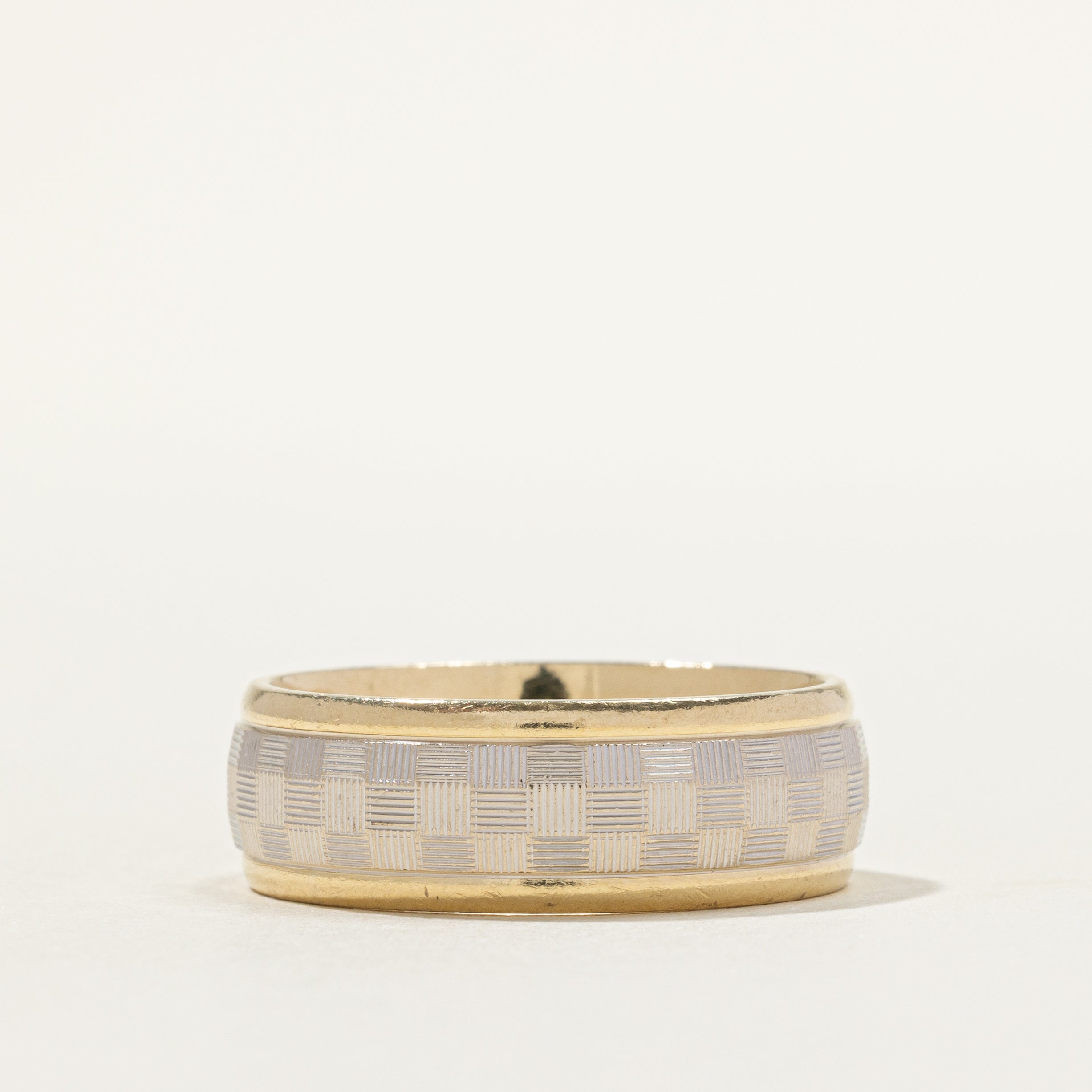 14k Two Tone Gold Textured Cigar Band | SZ 11.25
