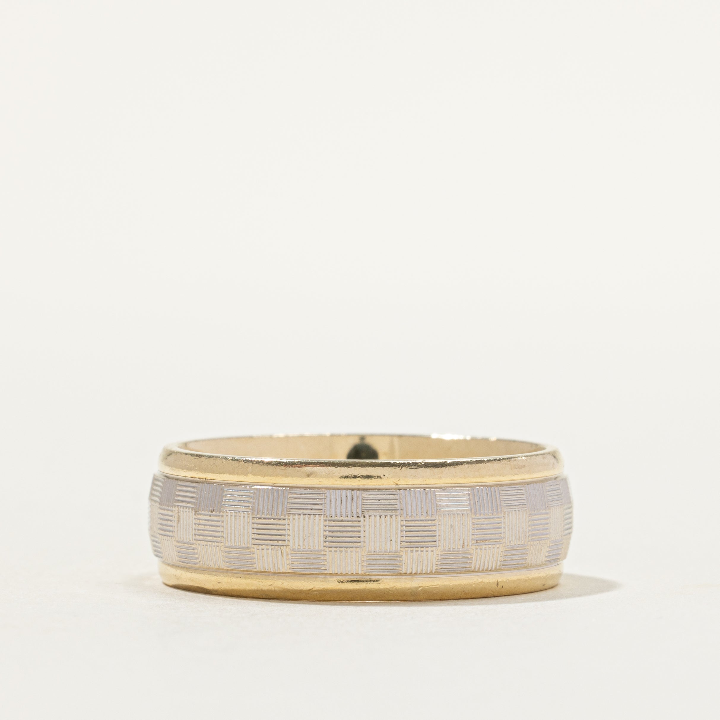 14k Two Tone Gold Textured Cigar Band | SZ 11.25