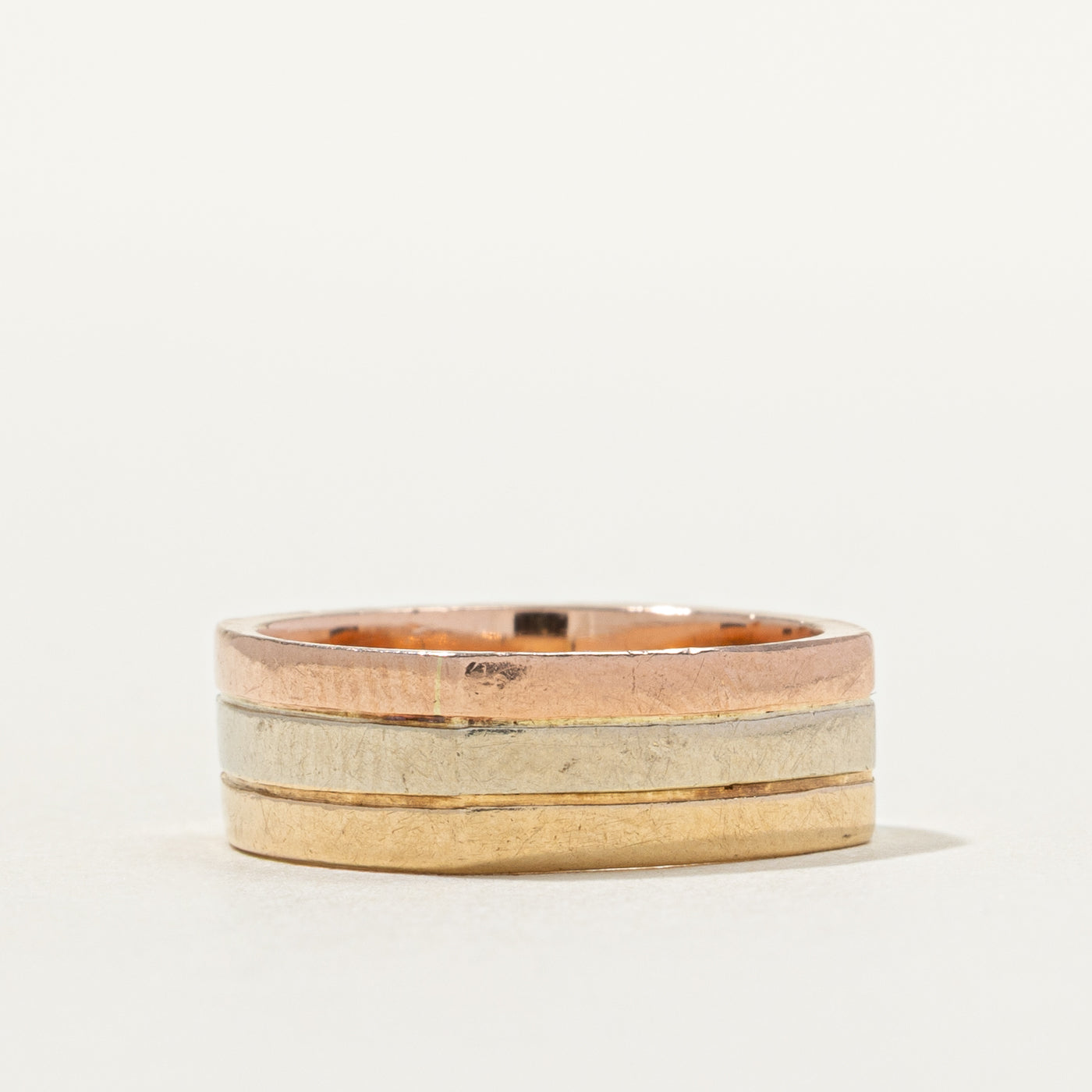 14k Tri Tone Gold Grooved Band | SZ 5
