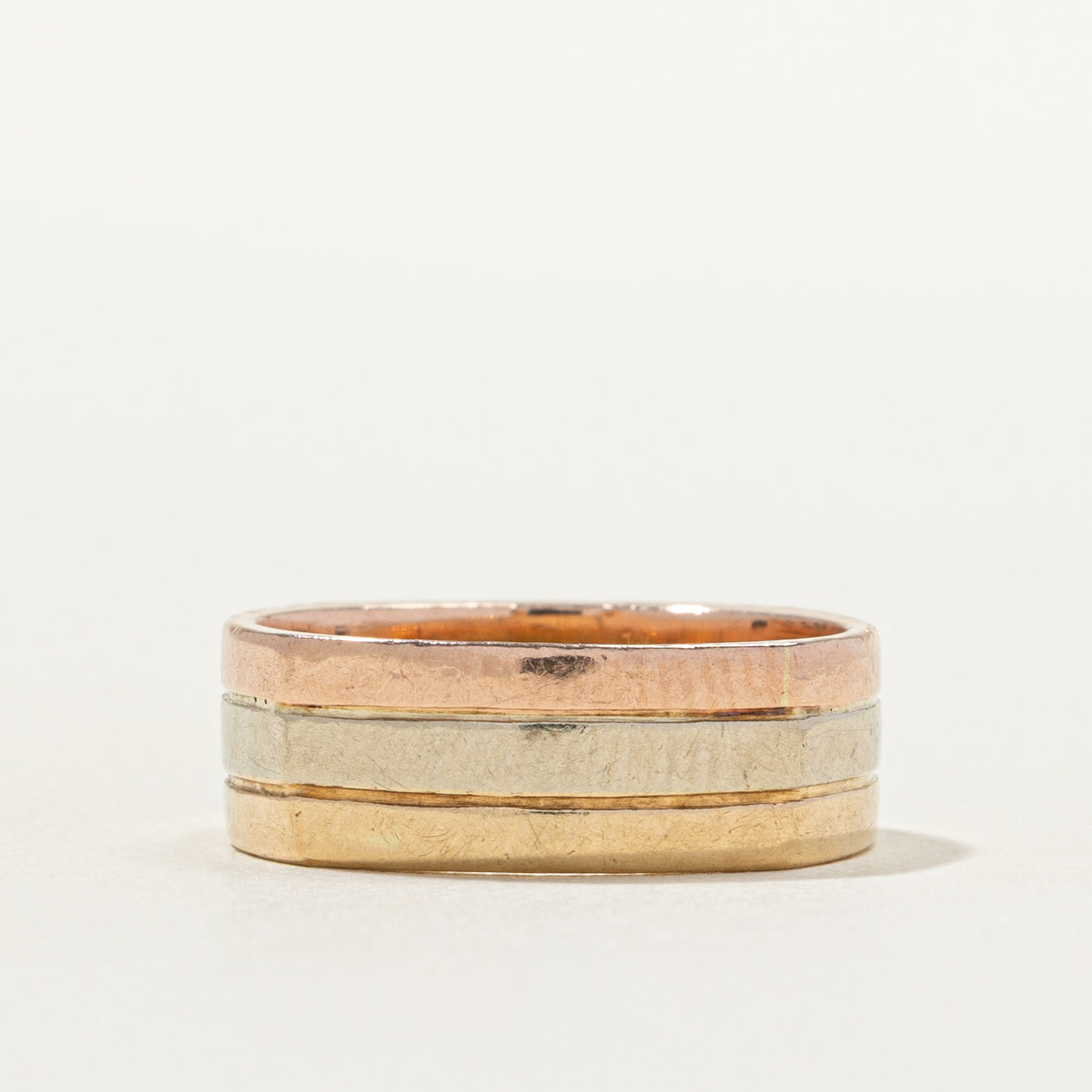 14k Tri Tone Gold Grooved Band | SZ 5
