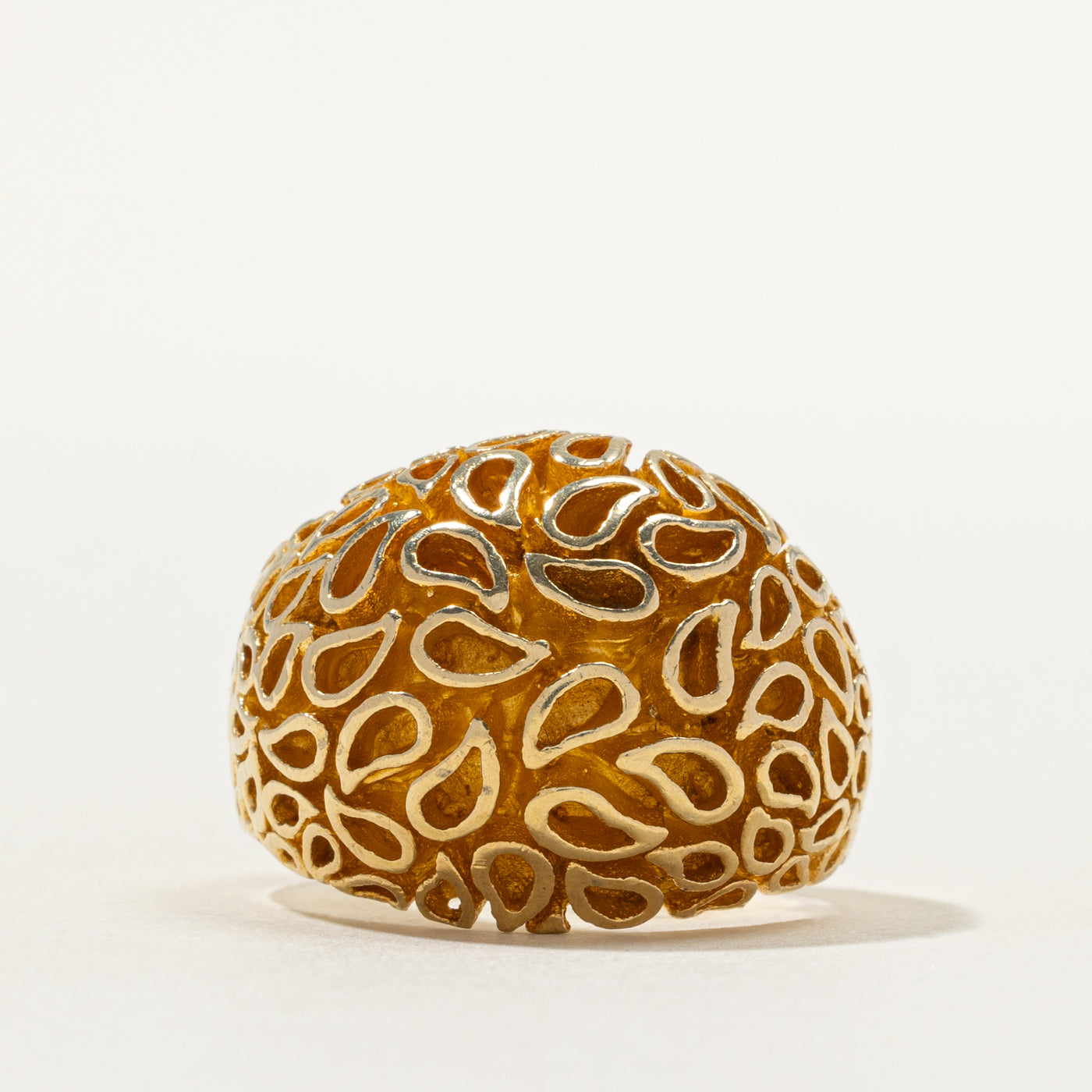 18k Yellow Gold Textured Dome Ring | SZ 7.5